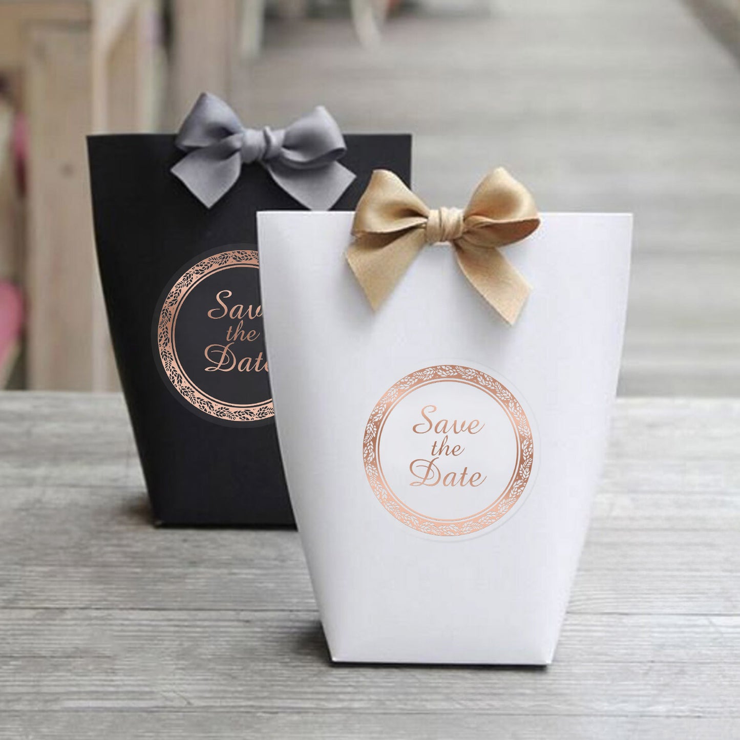 Anwyll Save The Date Stickers,100Pcs 1.6Inch Envelope Seals Labels Stickers for Wedding,Self-Adhesive Clear Rose Gold Foil Wedding Envelope Stickers for Invitation Card Treat Bags Party Bridal Shower