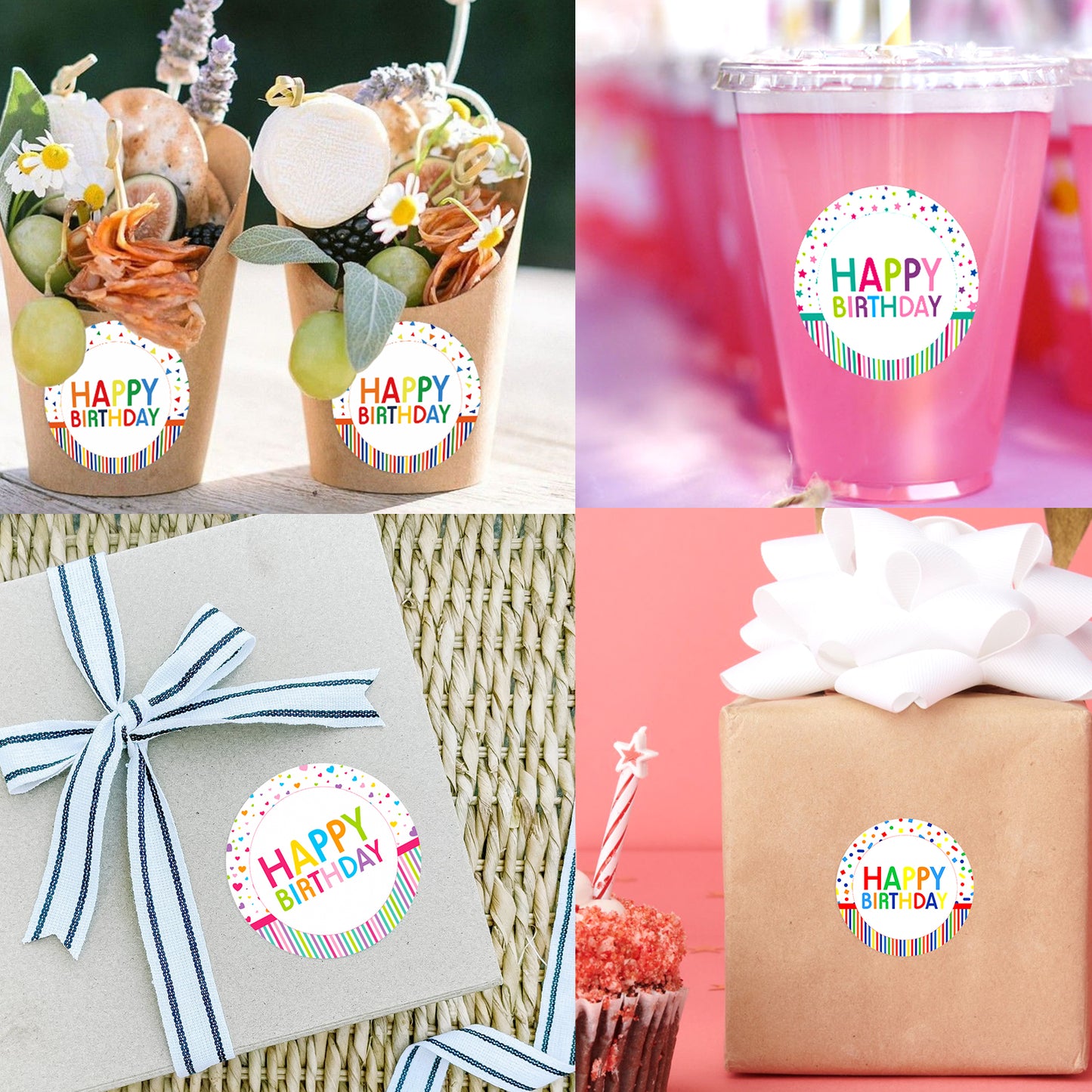Anwyll Happy Birthday Stickers, Birthday Party Favors Present Stickers, 120 Pcs 2 Inch Circle Gift Stickers, Self-Adhesive Seals Labels for Adults Kid, Birthday, Gift Bags, Gift Wrapping, Envelope