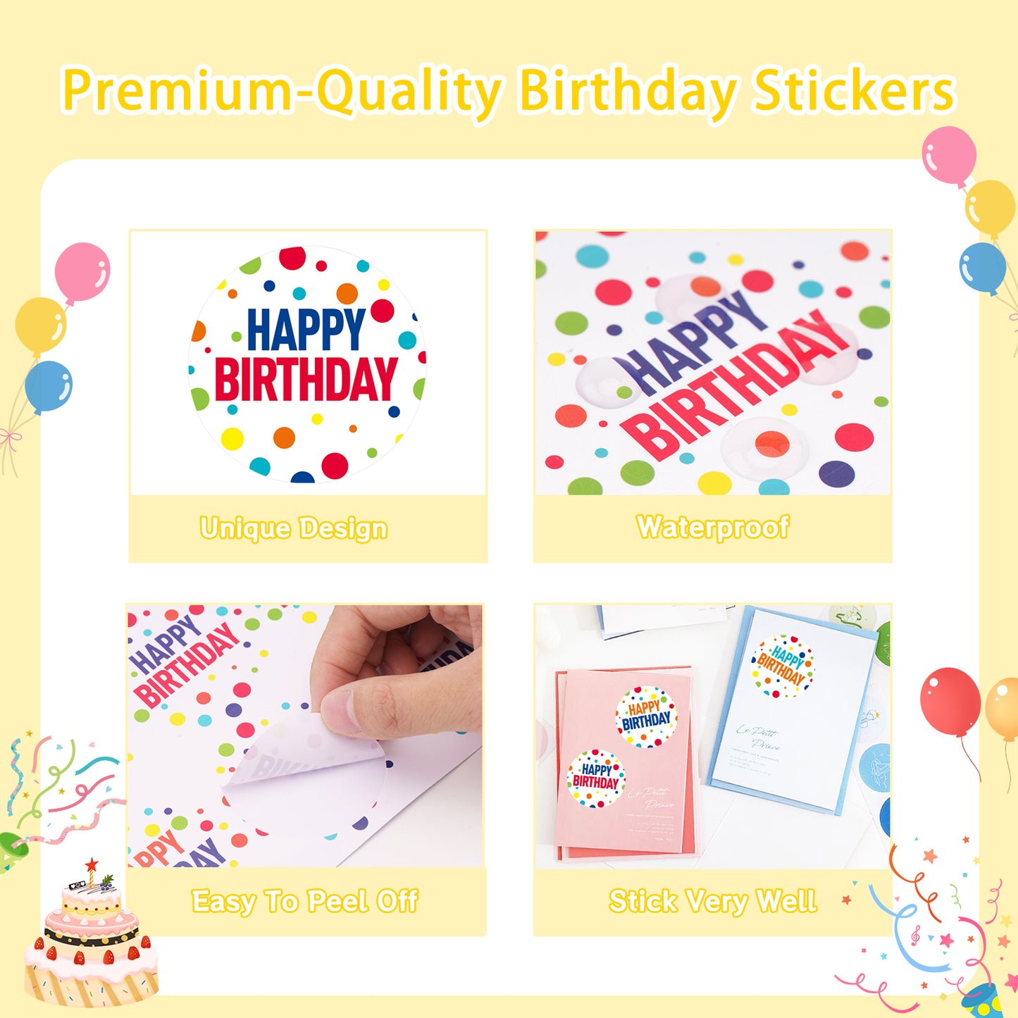 Anwyll Happy Birthday Stickers,120Pcs 2Inch Birthday Party Favors Present Stickers,Round Gift Stickers,Self-Adhesive Birthday Seals Labels Stickers for Adult Kid,Gift Wrap,Envelope,Card,Party Supply