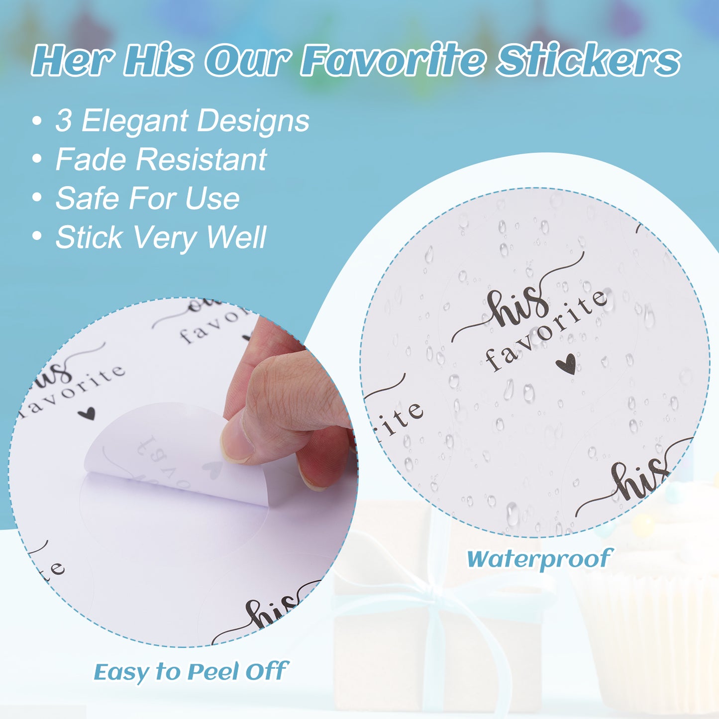 Anwyll Wedding Favors Stickers,His Her Favorite Stickers,120Pcs 2Inch Our Favorite Stickers,Self-Adhesive Black White Party Favors Sticker Label for Candy,Envelope,Gift Wrapping(40Pcs of Each Design)