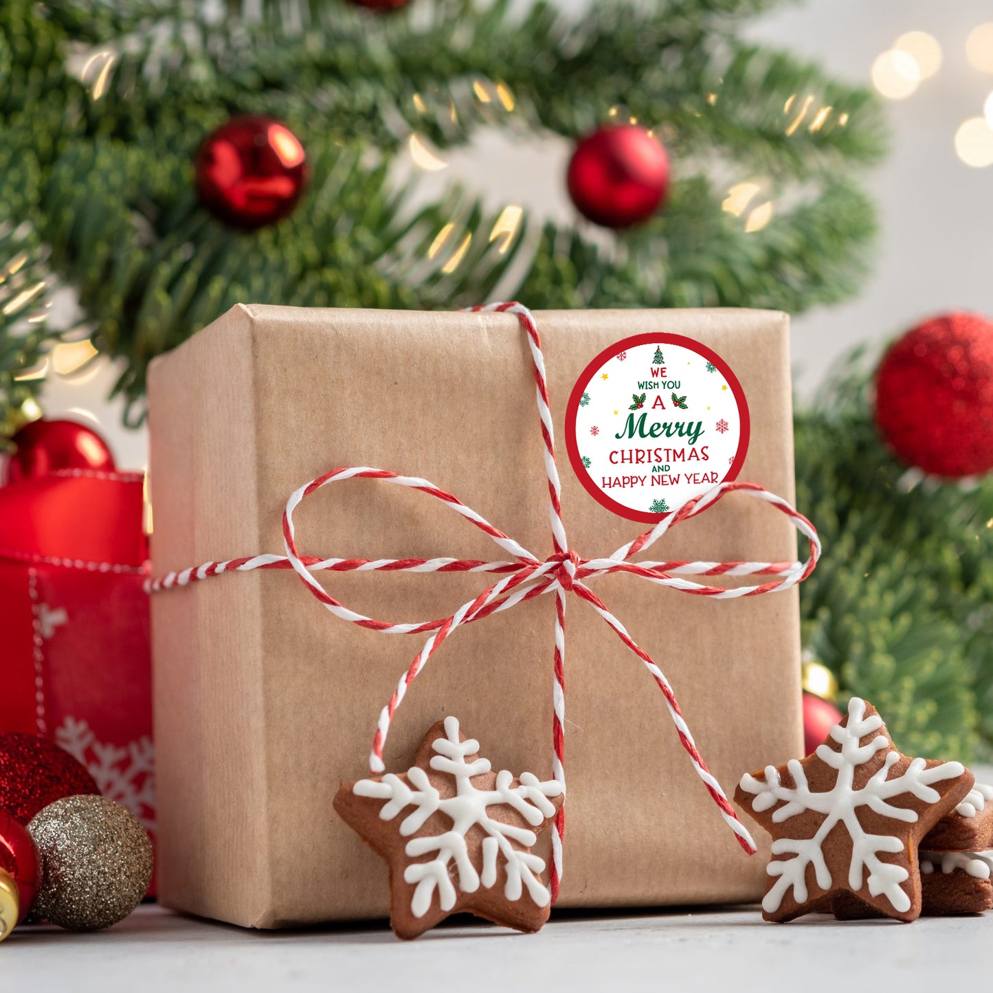 Anwyll Christmas Stickers,Merry Christmas Gift Stickers,120Pcs 2Inch Happy New Year Stickers,Self-Adhesive Christmas Envelope Seal Label Sticker,Holly Xmas Sticker,Happy Holiday Sticker for Card Craft
