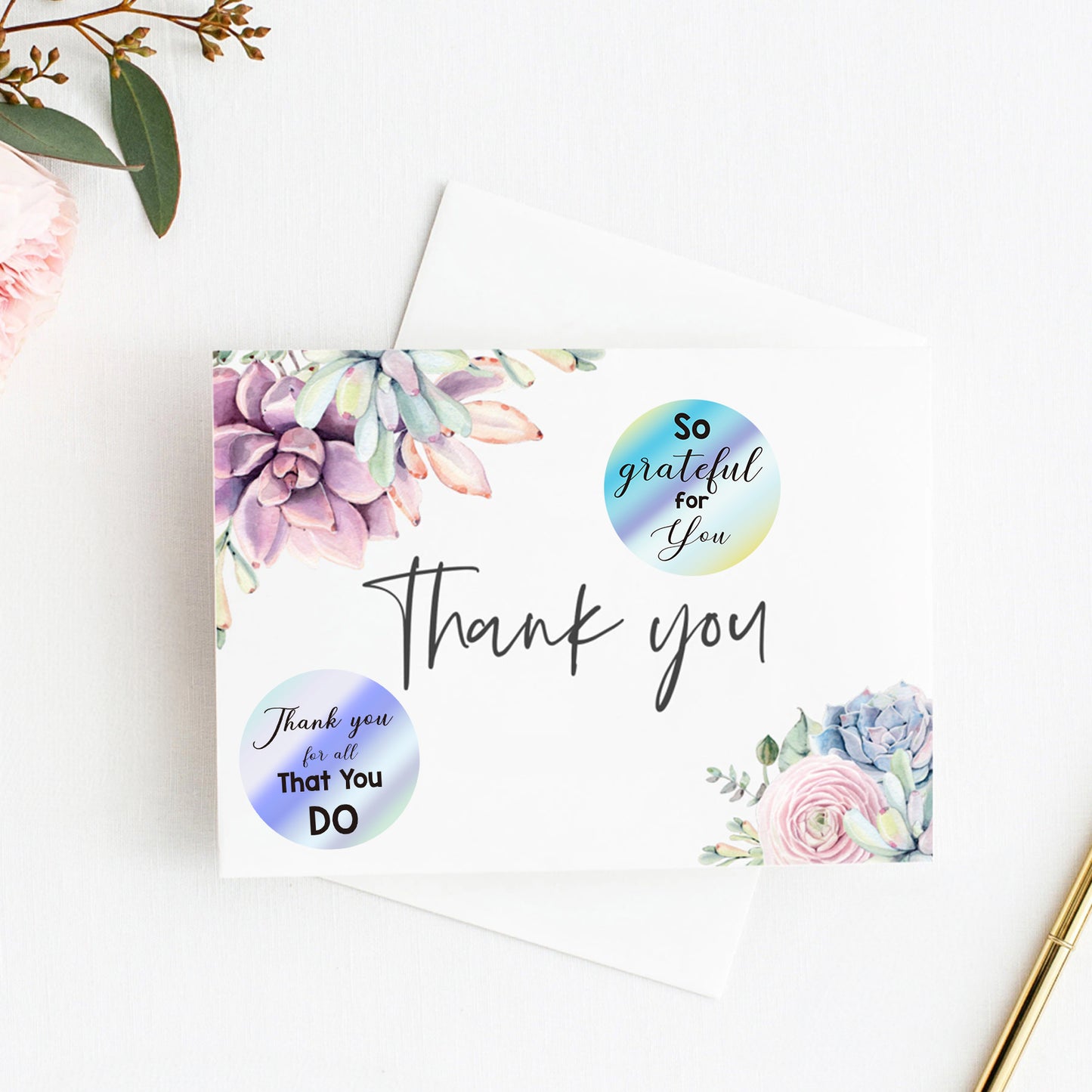 Anwyll Kudos Appreciation Thank You Stickers,120Pcs 2Inch Thank You for All You Do Stickers,Holographic Rainbow You Are Awesome Sticker,so Grateful for You Sticker for Employee Nurse Teacher Volunteer