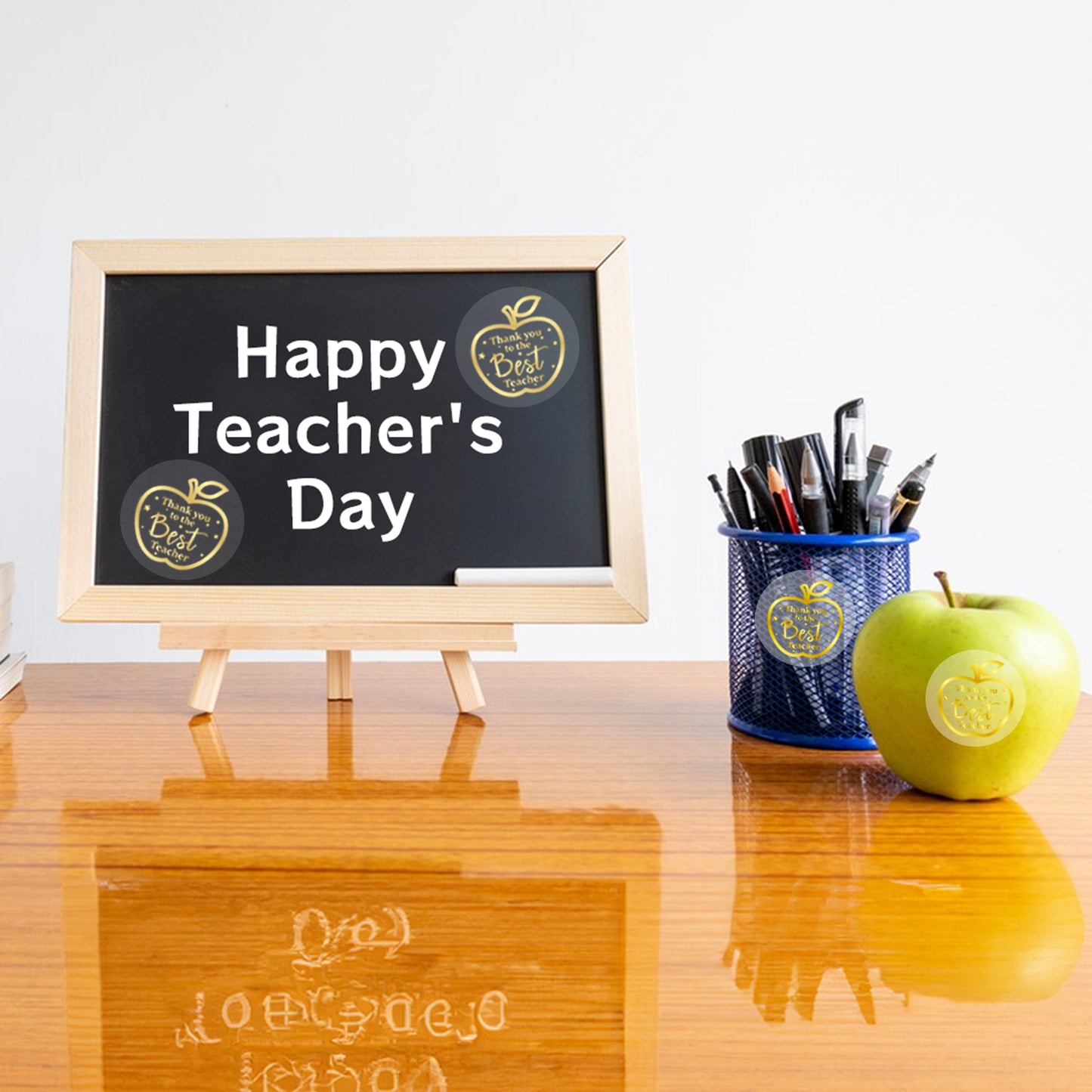 Anwyll Teacher Appreciation Stickers,Thank You Best Teacher Ever Stickers Labels,60Pcs 2Inch Teachers Day Gift Stickers,Gold Foil Apple Gift Stickers for Card Envelope Gift Wrapping Party Favor Supply