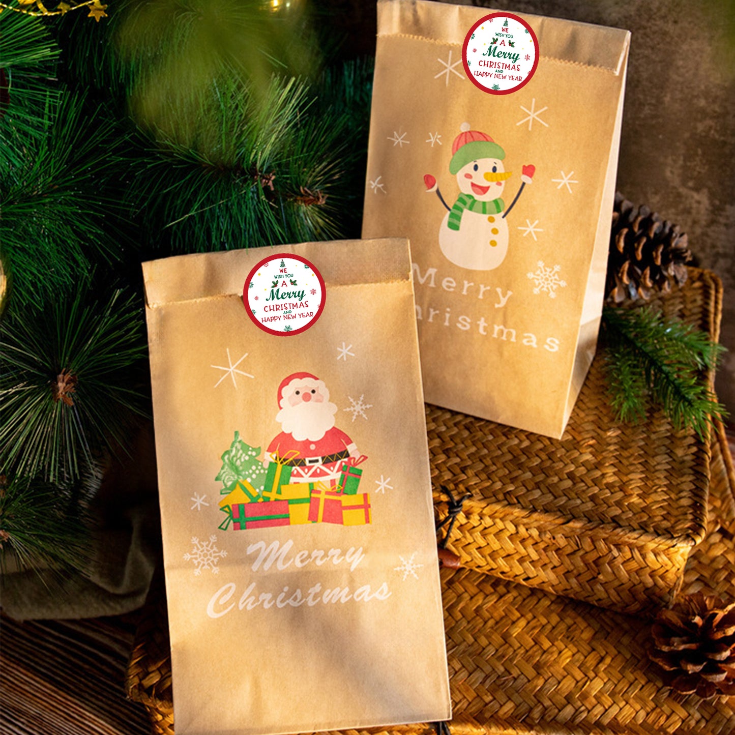 Anwyll Christmas Stickers,Merry Christmas Gift Stickers,120Pcs 2Inch Happy New Year Stickers,Self-Adhesive Christmas Envelope Seal Label Sticker,Holly Xmas Sticker,Happy Holiday Sticker for Card Craft