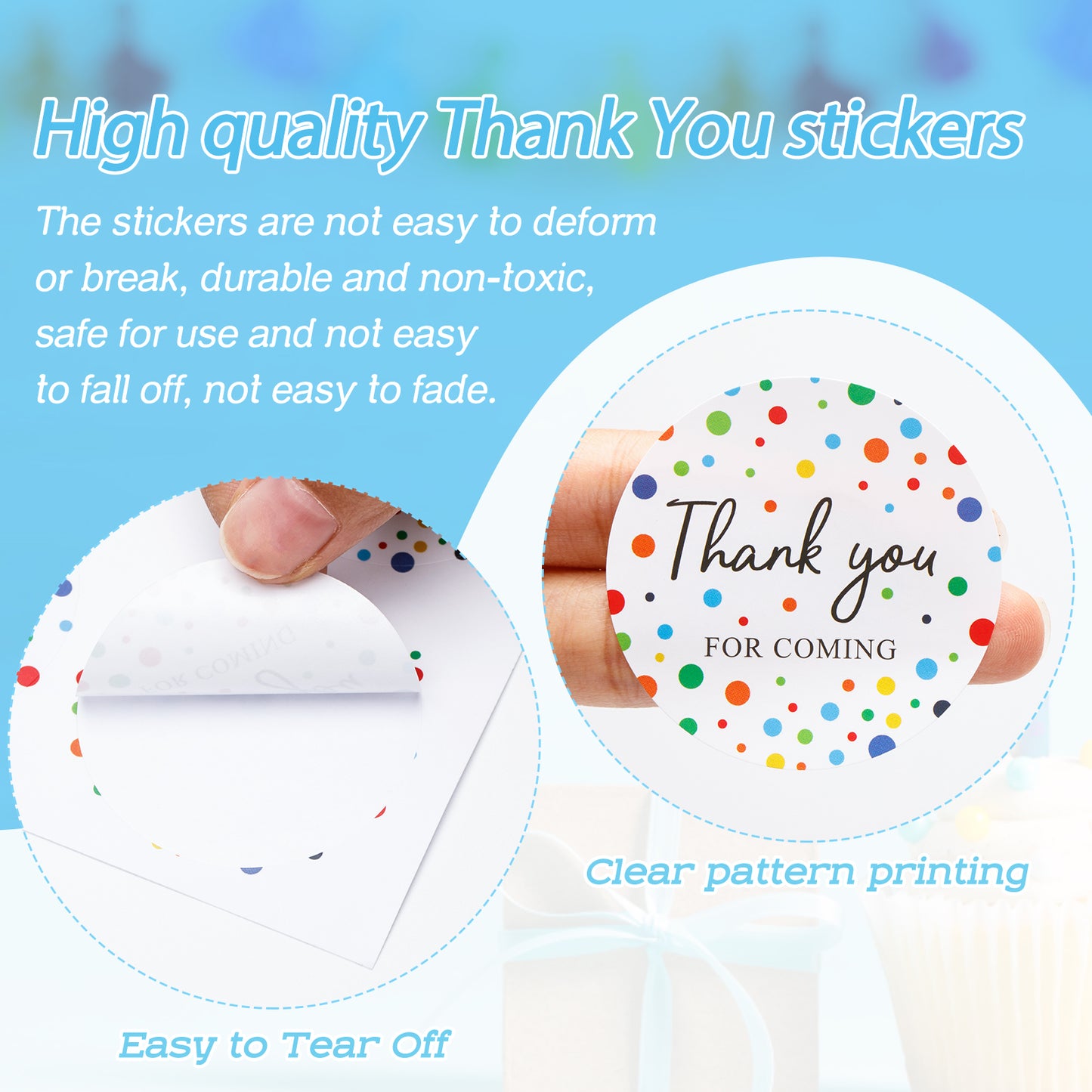 Anwyll Thank You for Coming Stickers,60Pcs 2 Inch Thank You Stickers,Thank You Labels Stickers for Packaging Party Favor,Colourful Dots Circle Stickers for Birthday Wedding Baby Shower Envelope