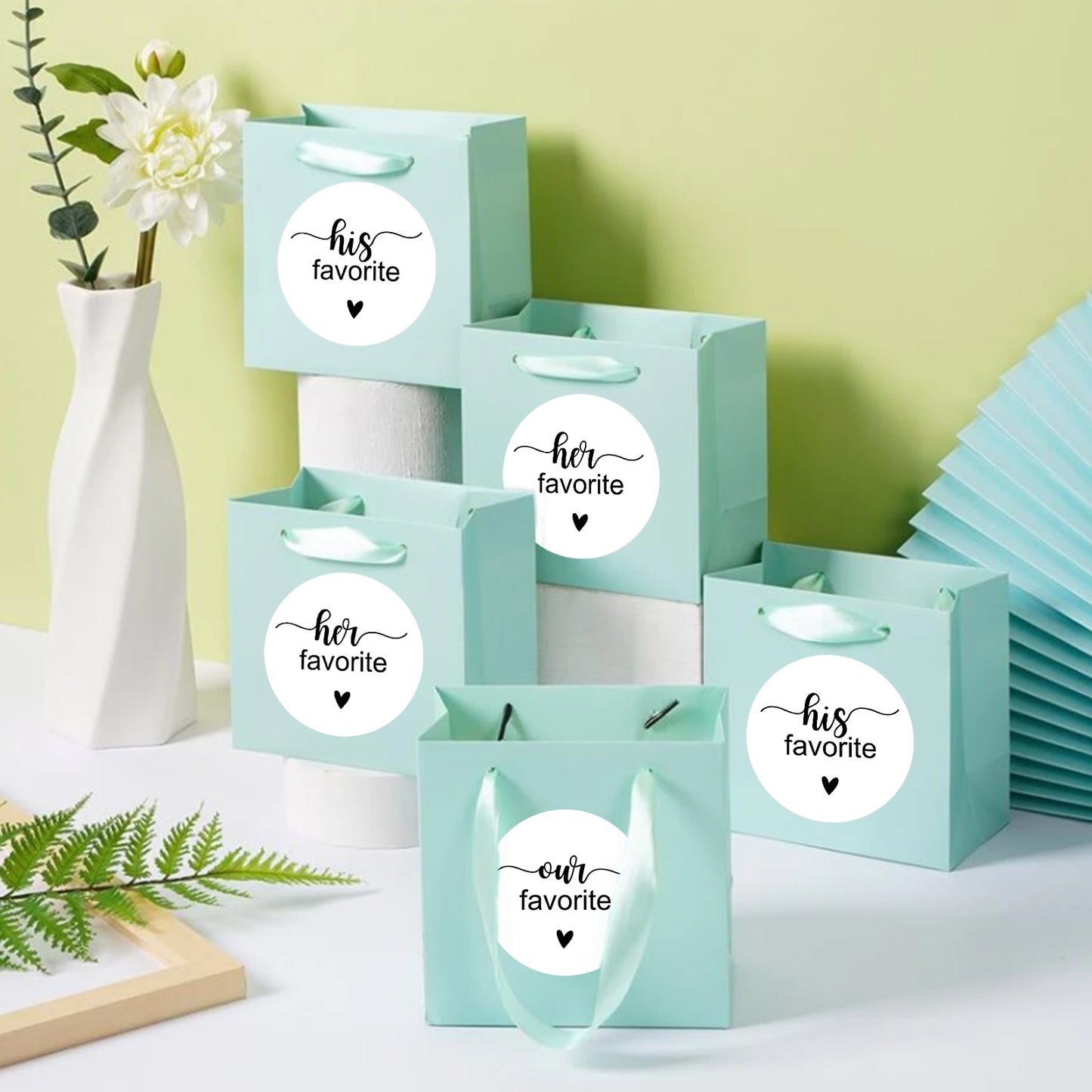 Anwyll Wedding Favors Stickers,His Her Favorite Stickers,120Pcs 2Inch Our Favorite Stickers,Self-Adhesive Black White Party Favors Sticker Label for Candy,Envelope,Gift Wrapping(40Pcs of Each Design)