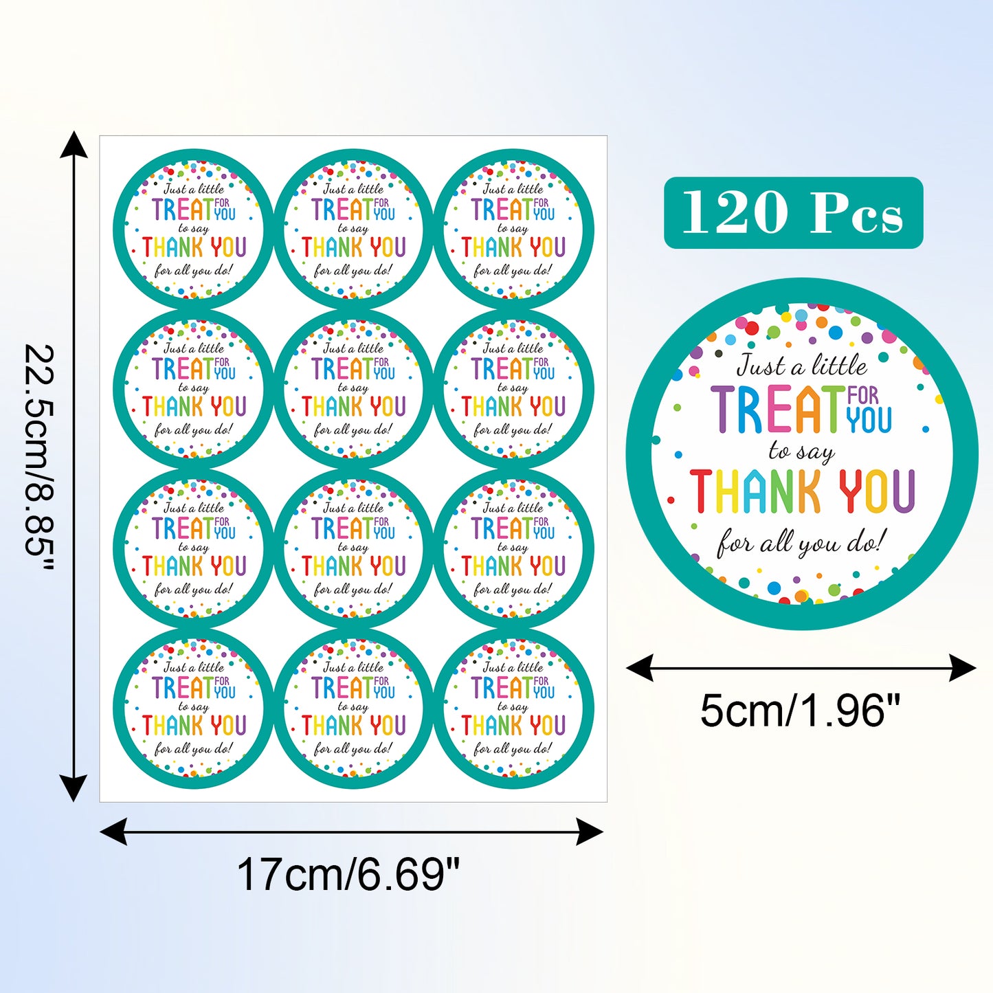 Anwyll Thank You for All You Do Stickers,Kudos Appreciation Thank You Stickers,120 Pcs 2 Inch Colorful Dots Online Retailers Mail Envelope Packaging Circle Stickers Labels for Teacher Employees Nurses
