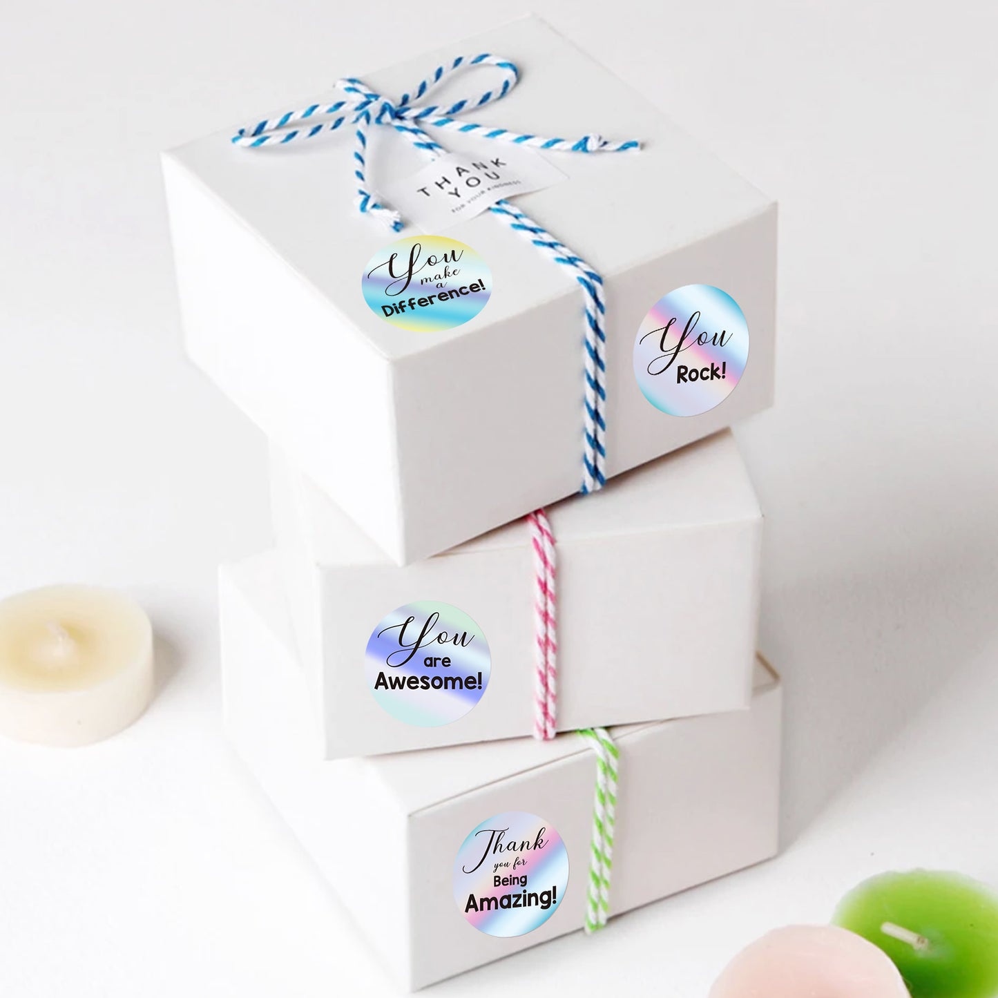 Anwyll Kudos Appreciation Thank You Stickers,120Pcs 2Inch Thank You for All You Do Stickers,Holographic Rainbow You Are Awesome Sticker,so Grateful for You Sticker for Employee Nurse Teacher Volunteer