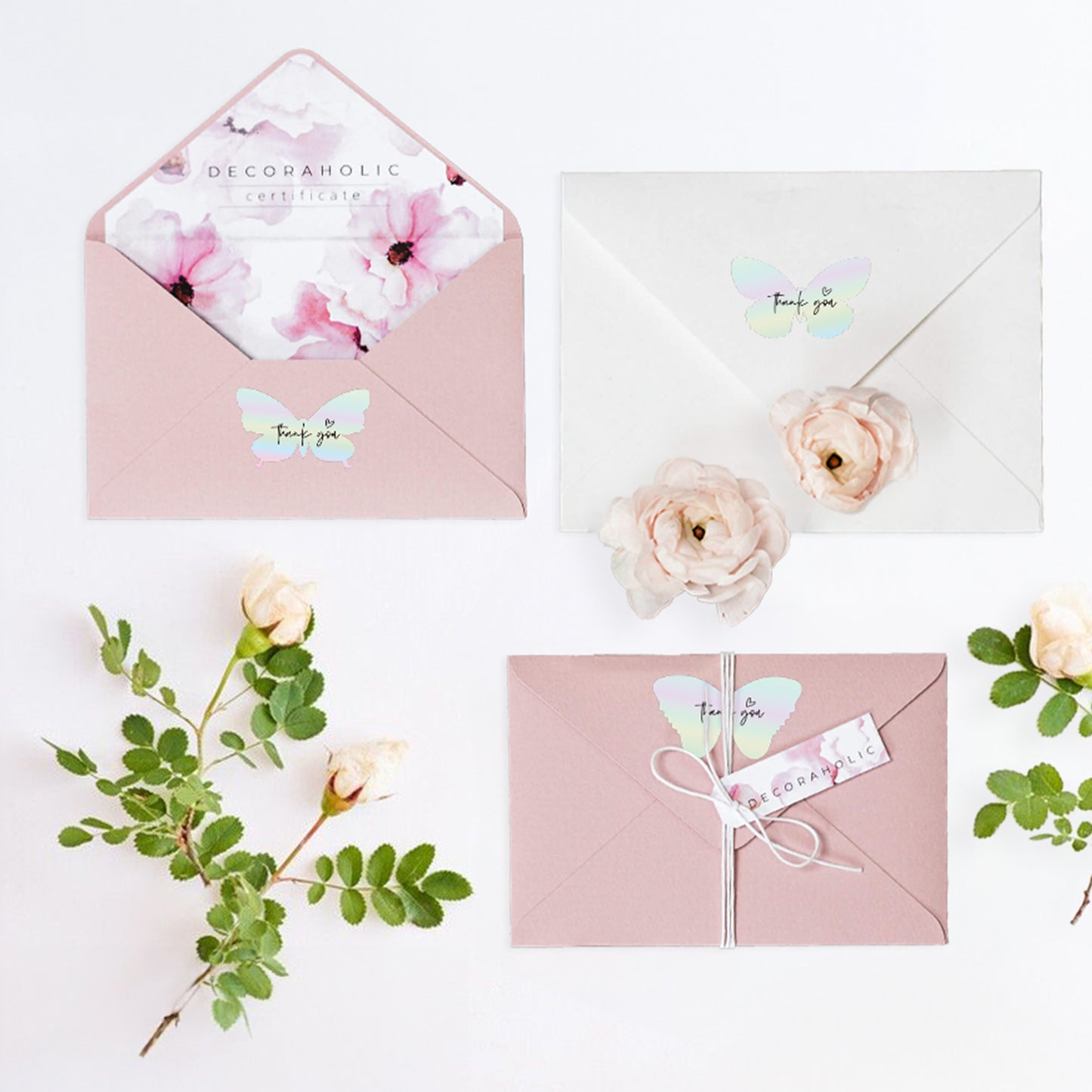 Anwyll Butterfly Thank You Gift Stickers,540Pcs Holographic Rainbow Foil Thank You Stickers Small Business,Self-Adhesive Butterfly Thank You Party Favors Stickers for Packaging Birthday Baby Shower