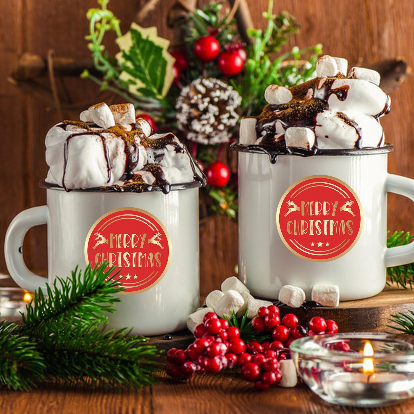 Anwyll Christmas Stickers,Merry Christmas Gift Stickers,120Pcs 2Inch Gold Foil Stamping Christmas Envelope Seal Label Sticker,Self-Adhesive Deer Xmas Gift Stickers,Happy Holiday Sticker for Card Craft