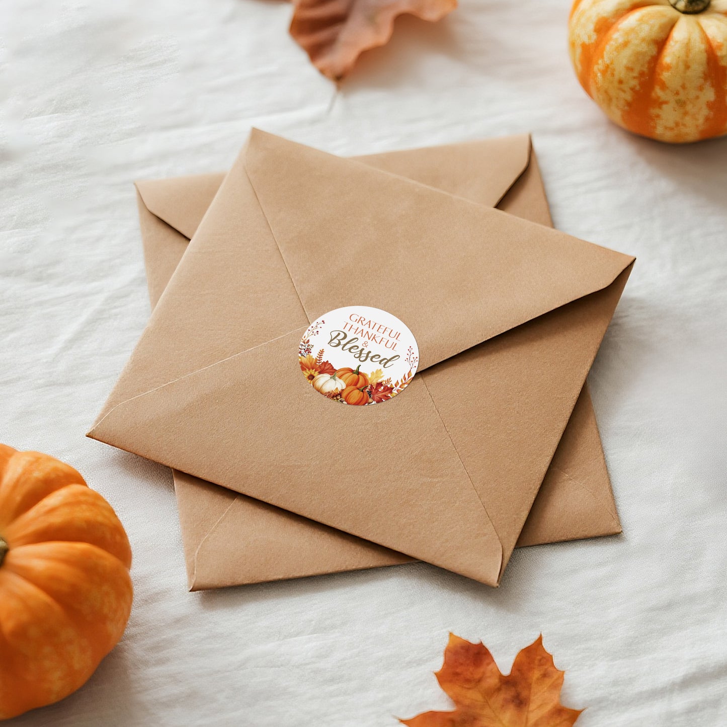 Anwyll Happy Thanksgiving Stickers - Thankful Stickers 60Pcs 2Inch Grateful Thankful Blessed Sticker Decor Self Adhesive Thanksgiving Thank You Sticker for Card Envelope Seal Holiday Fall Party Favors