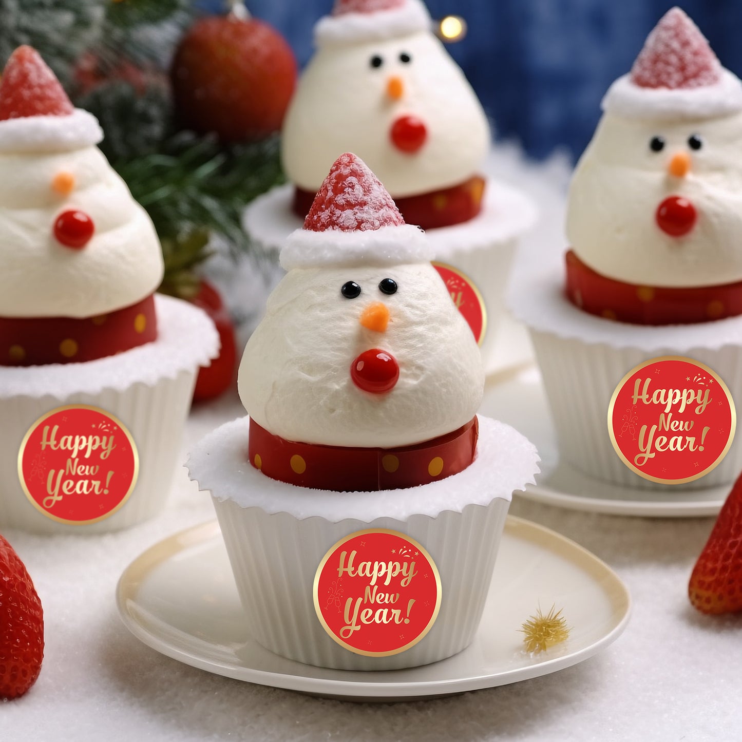 Anwyll Happy New Year Gift Stickers,120Pcs 2Inch Merry Christmas Gift Stickers,Gold Foil Stamping Christmas Envelope Seal Label Sticker,Self-Adhesive Xmas Gift Stickers,Holiday Stickers for Card Craft