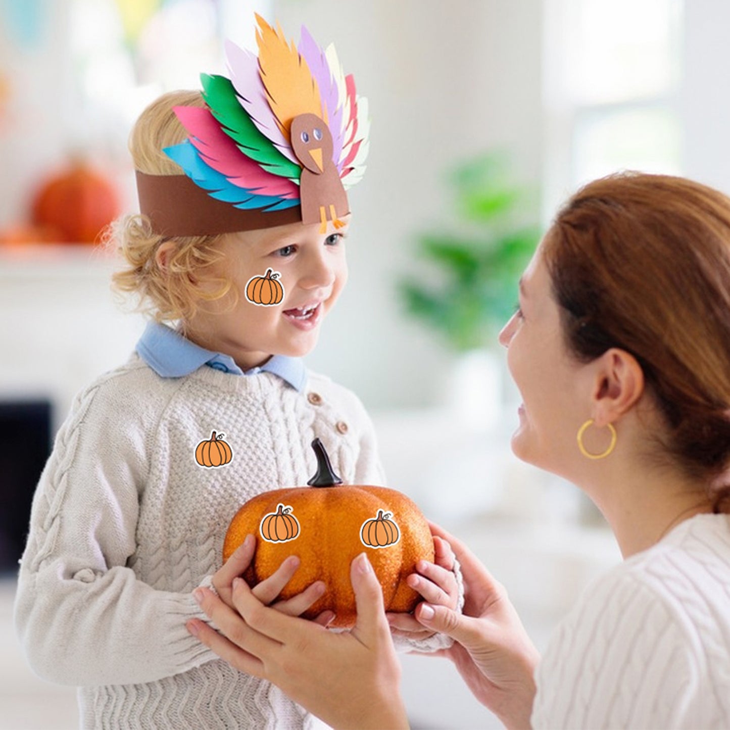 Anwyll Pumpkin Stickers for Kid Adult,400Pcs Happy Halloween Pumpkin Seal Label Sticker,Self-Adhesive Hallo Fall Autumn Stickers,Thanksgiving Pumpkin Stickers,Reward Stickers for Envelope Card Party
