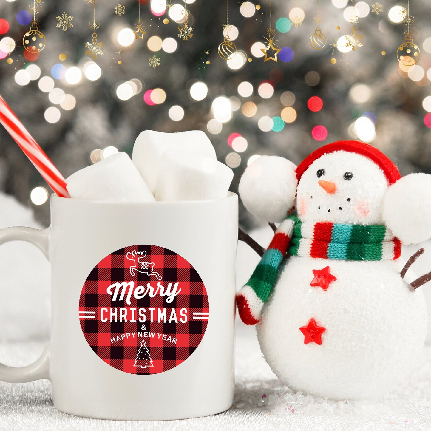 Anwyll Christmas Stickers,Merry Christmas Gift Stickers,120Pcs 2Inch Happy New Year Stickers,Self-Adhesive Christmas Envelope Seal Label Sticker,Tree Xmas Stickers,Happy Holiday Sticker for Card Craft