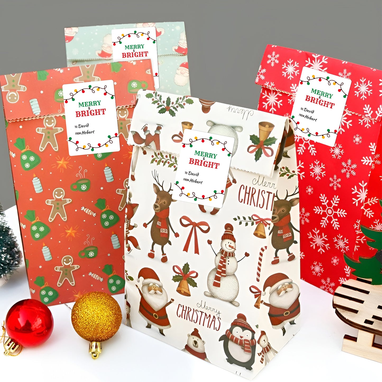 Anwyll Christmas Gift Tags Stickers,Christmas Name Tags Stickers,120Pcs 2x3'' Self-Adhesive Holiday Present Tags Labels Stickers,Light Xmas to from Gift Tags Stickers for Envelope Card Gift Packaging