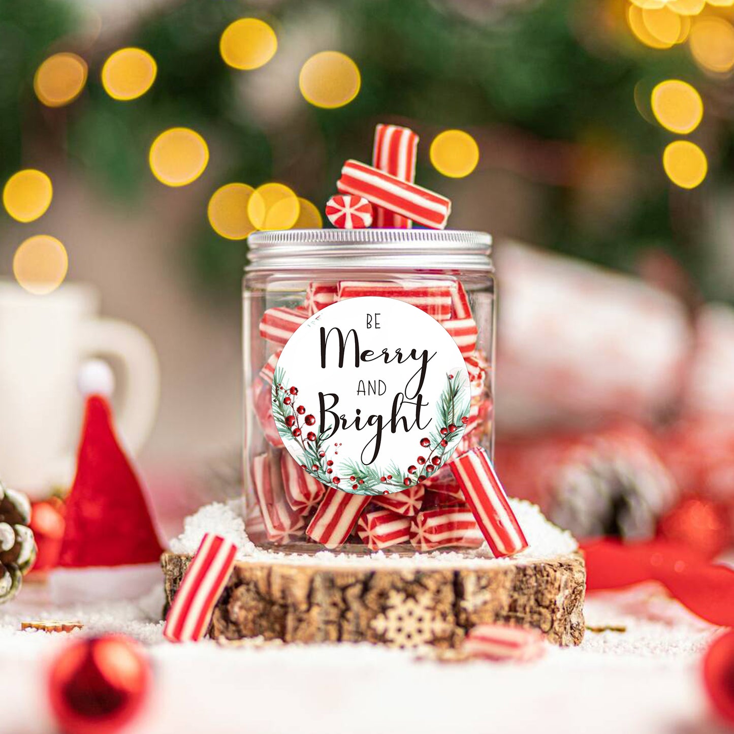 Anwyll Christmas Stickers,Merry Christmas Gift Stickers,120Pcs 2Inch Merry and Bright Sticker,Self-Adhesive Holly Christmas Envelope Seal Label Sticker,Xmas Gift Sticker,Holiday Sticker for Card Craft