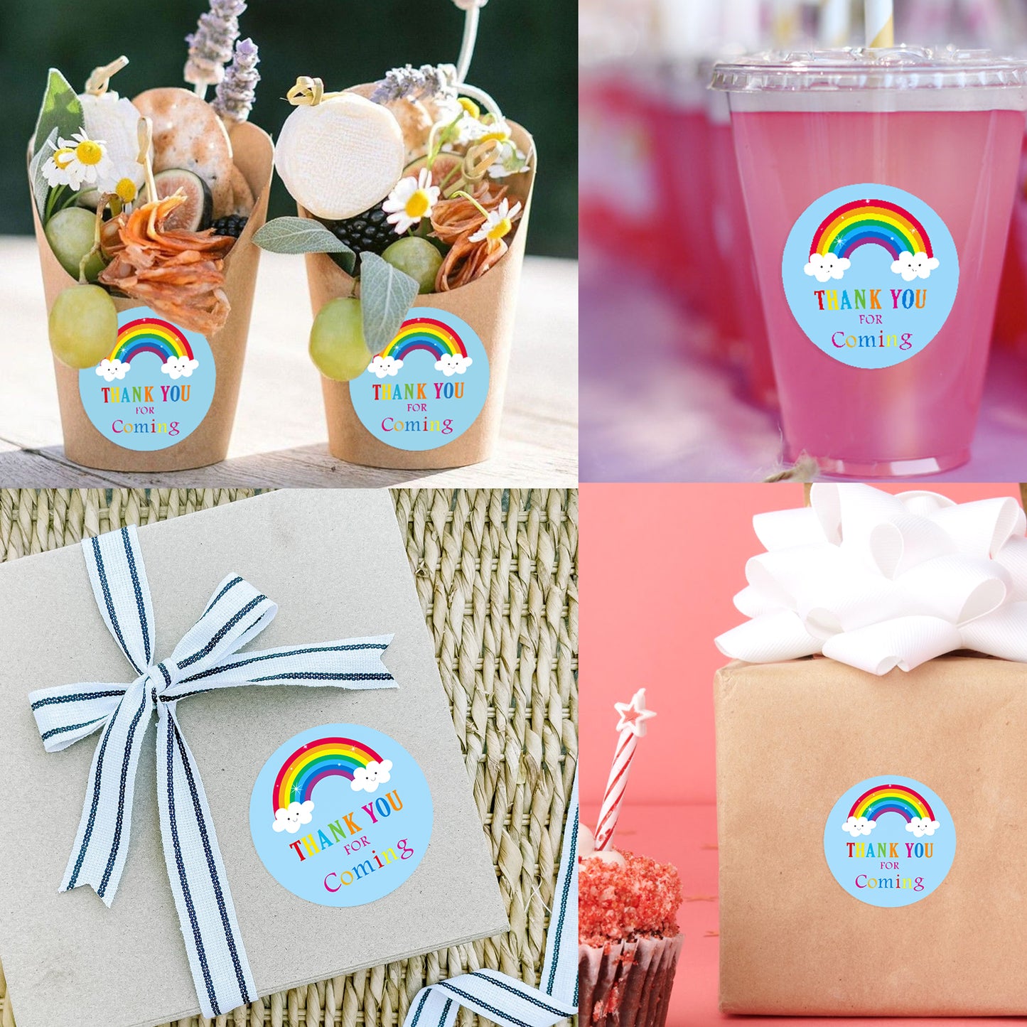 Anwyll Thank You for Coming Stickers, Rainbow 2 Inch, 120 Pcs, Premium Paper, Waterproof, Party Favors for Baby Shower, Gift Wrapping, Envelope Seals, Wedding