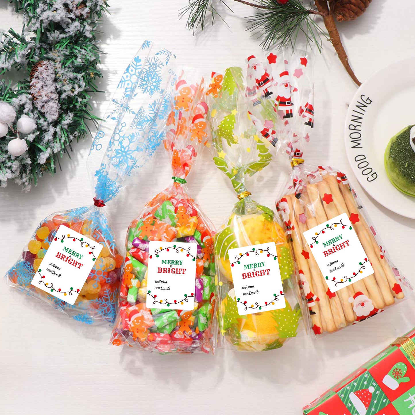 Anwyll Christmas Gift Tags Stickers,Christmas Name Tags Stickers,120Pcs 2x3'' Self-Adhesive Holiday Present Tags Labels Stickers,Light Xmas to from Gift Tags Stickers for Envelope Card Gift Packaging