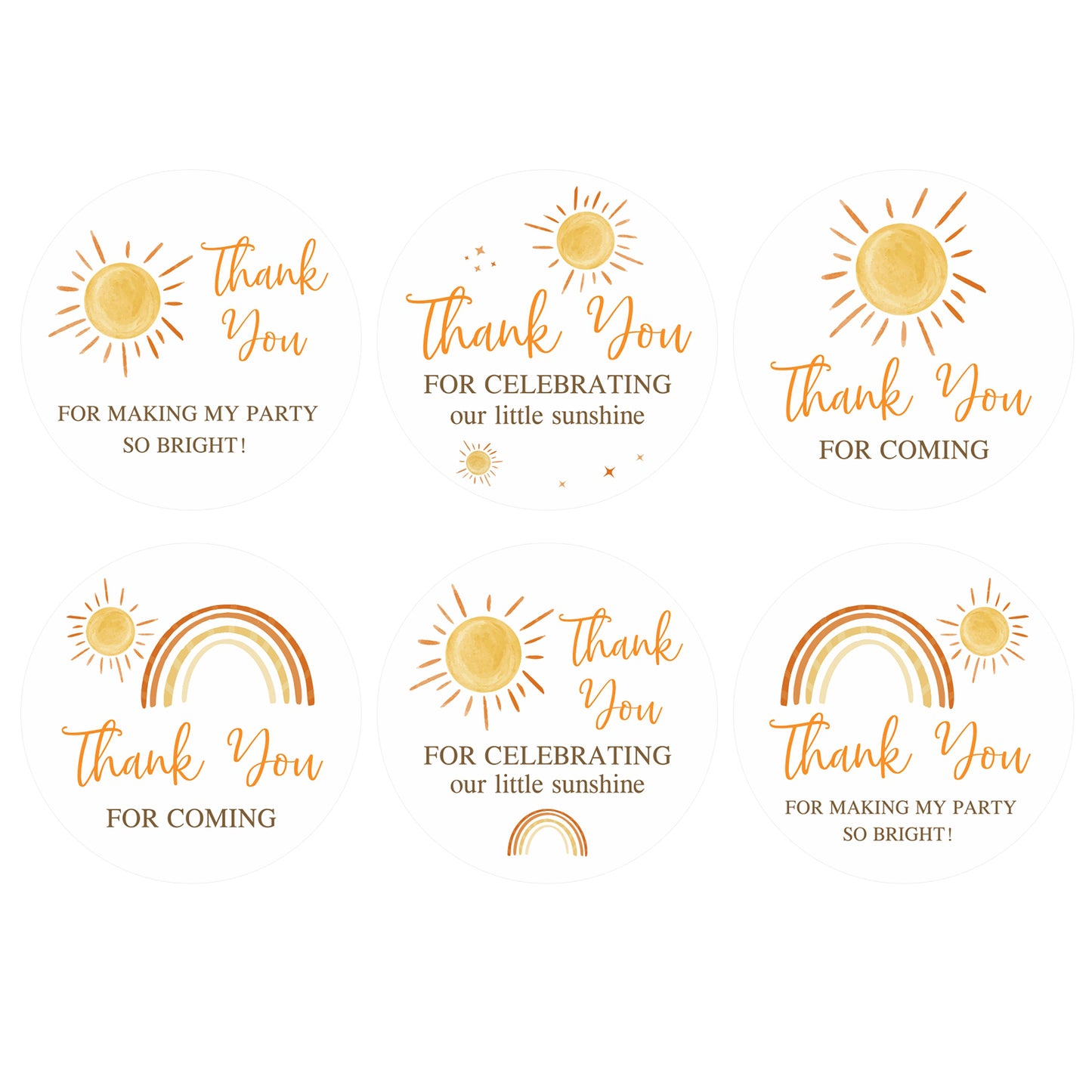 Anwyll Thank You Party Favors Stickers, Boho Sun Thank You Stickers, 120 Pcs 2 Inch First Trip Around The Sun Stickers, Sunshine Appreciation Stickers for Birthday Party, Baby Shower, Wedding Favors