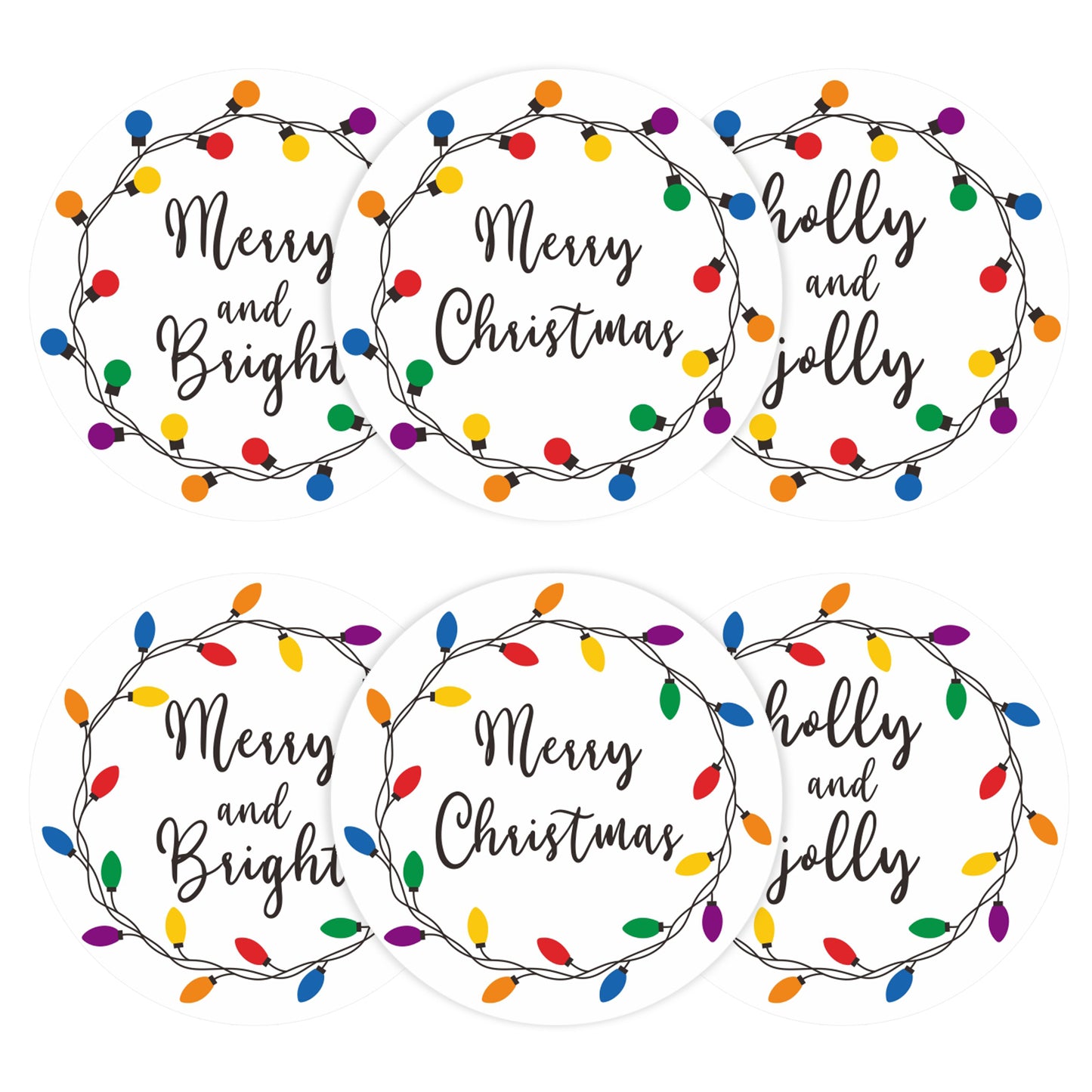 Anwyll Merry Christmas Gift Stickers,120Pcs 2Inch Christmas Envelope Seal Label Sticker,Self-Adhesive Merry and Bright Stickers,Light Xmas Holly and Jolly Stickers,Happy Holiday Sticker for Card Craft