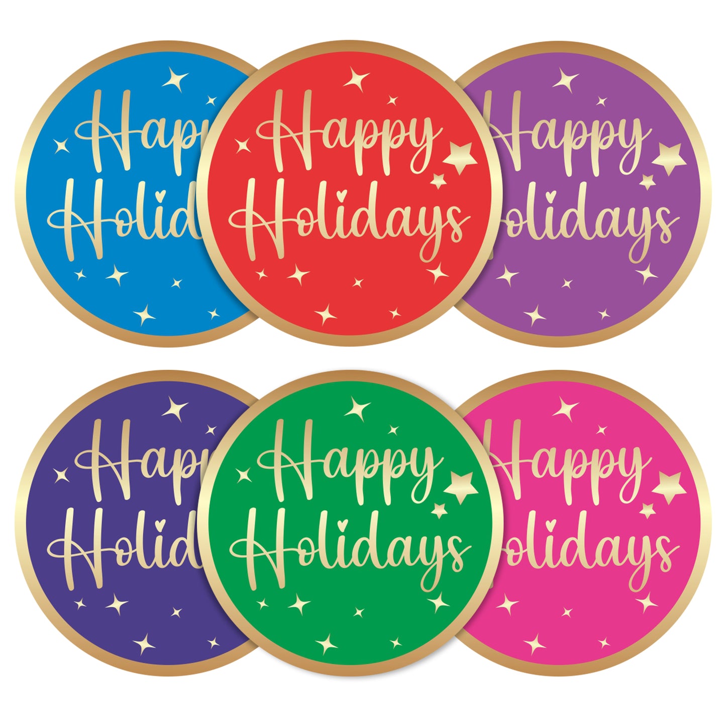 Anwyll Holiday Stickers, Happy Holiday Stickers, 120 Pcs 2 Inch Gold Foil Stamping Envelope Stickers Seals Labels, Merry Christmas Stickers, Xmas Gift Tag Stickers for Holiday Party Card Gift Wrapping