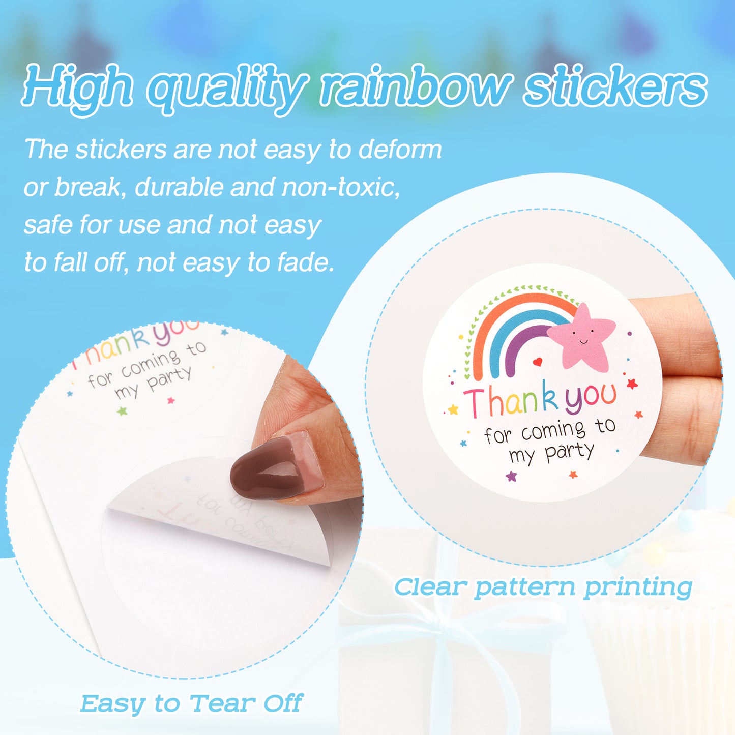 Anwyll Thank You for Coming Stickers,60Pcs 2Inch Rainbow Thank You for Coming to My Party Stickers,Self-Adhesive Thank You Gift Stickers,Cute Thank You Labels Stickers for Birthday Baby Shower Wedding