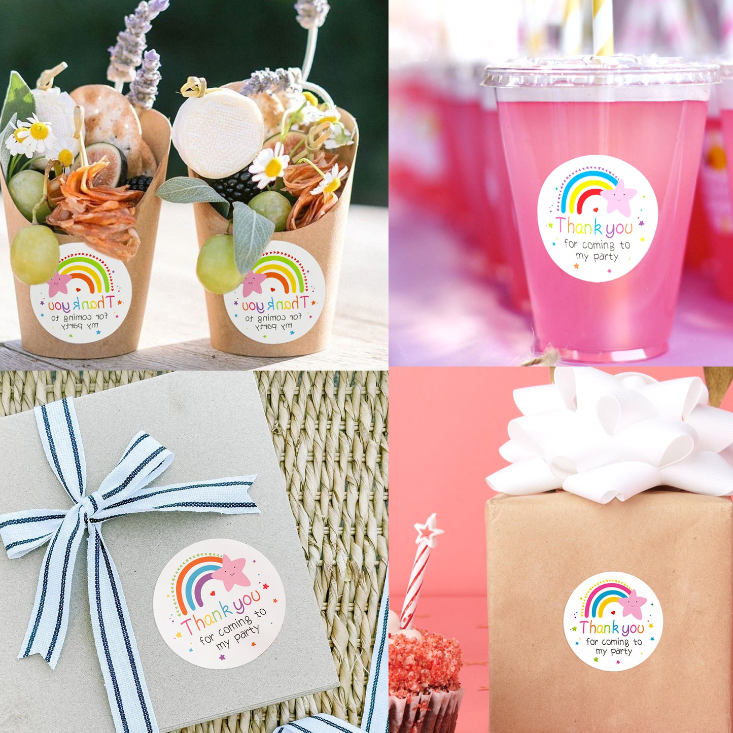 Anwyll Thank You for Coming Stickers,60Pcs 2Inch Rainbow Thank You for Coming to My Party Stickers,Self-Adhesive Thank You Gift Stickers,Cute Thank You Labels Stickers for Birthday Baby Shower Wedding