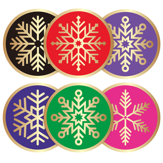 Anwyll Christmas Snowflake Stickers,Merry Christmas Gift Stickers,120Pcs 2Inch Gold Foil Stamping Christmas Envelope Seal Label Sticker,Self-Adhesive Xmas Gift Stickers,Holiday Stickers for Card Craft