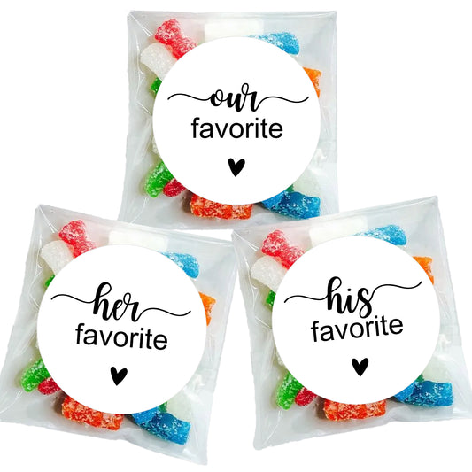 Anwyll Wedding Favors Stickers,His Her Favorite Stickers,120Pcs 2Inch Our Favorite Stickers,Self-Adhesive Black White Party Favors Sticker Label for Candy,Envelope,Gift Wrapping(40Pcs of Each Design)