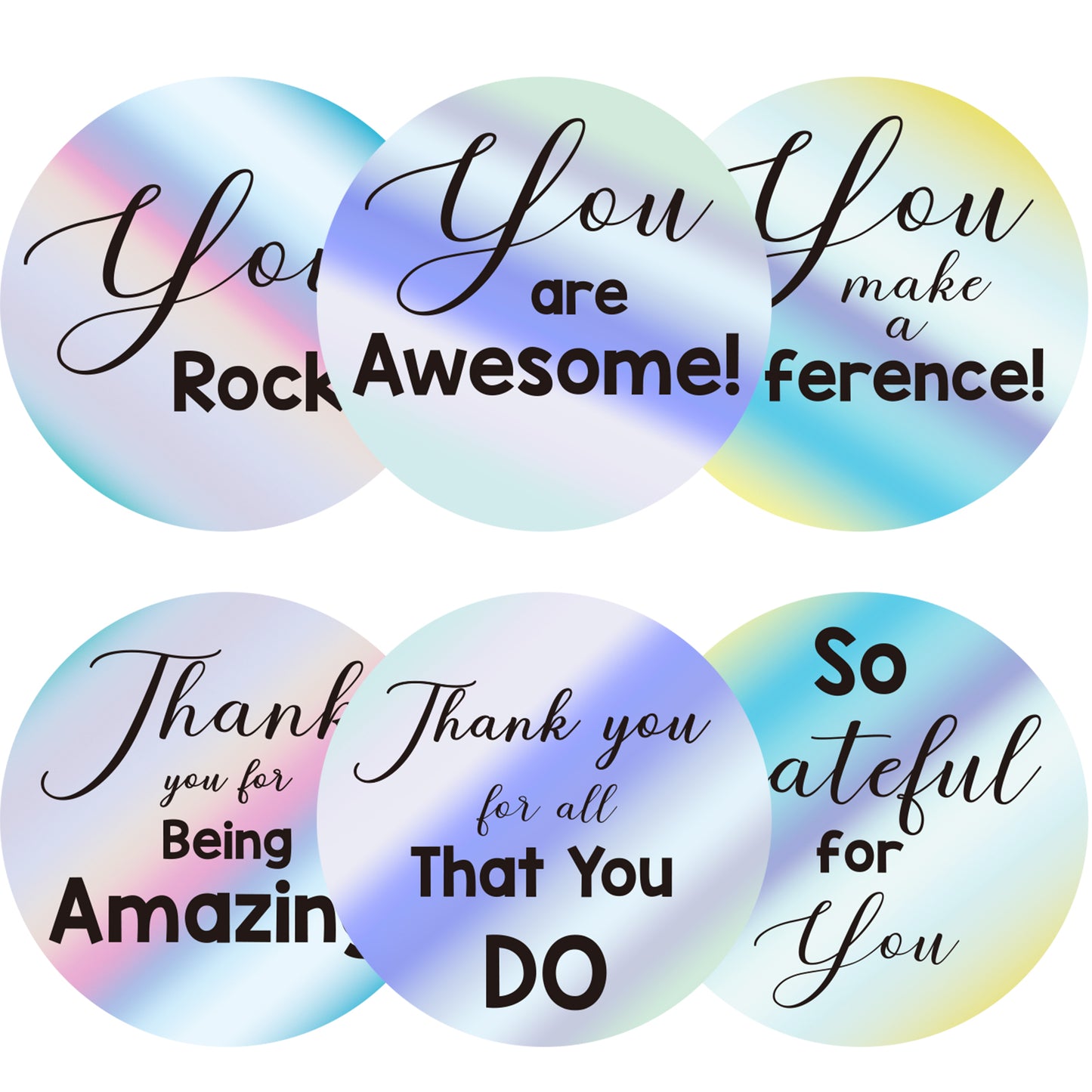 Anwyll Kudos Appreciation Thank You Stickers,120Pcs 2Inch Thank You for All You Do Stickers,Holographic Rainbow You Are Awesome Sticker,so Grateful for You Sticker for Employee Nurse Teacher Volunteer