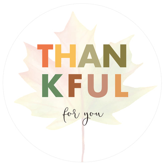 Anwyll Thankful for You Stickers,60Pcs 2Inch Happy Thanksgiving Gift Tags Stickers,Self-Adhesive Happy Fall Thank You Stickers,Thanksgiving Maple Leaf Stickers for Teacher Staff Volunteers Nurse