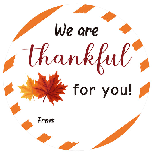 Anwyll Thankful for You Stickers,60Pcs 2Inch Happy Thanksgiving Name From Gift Tags Stickers,Self-Adhesive Happy Fall Thank You Stickers,Thanksgiving Leaf Stickers for Envelope Seal Card Holiday Party