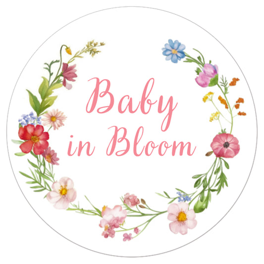 Anwyll Wildflower Baby Shower Stickers,60Pcs 2Inch Flower Baby In Bloom Stickers,Self-Adhesive Baby Shower Party Favors Stickers,Envelope Seal Label Sticker for Baby Shower Party Decoration Girls Boys