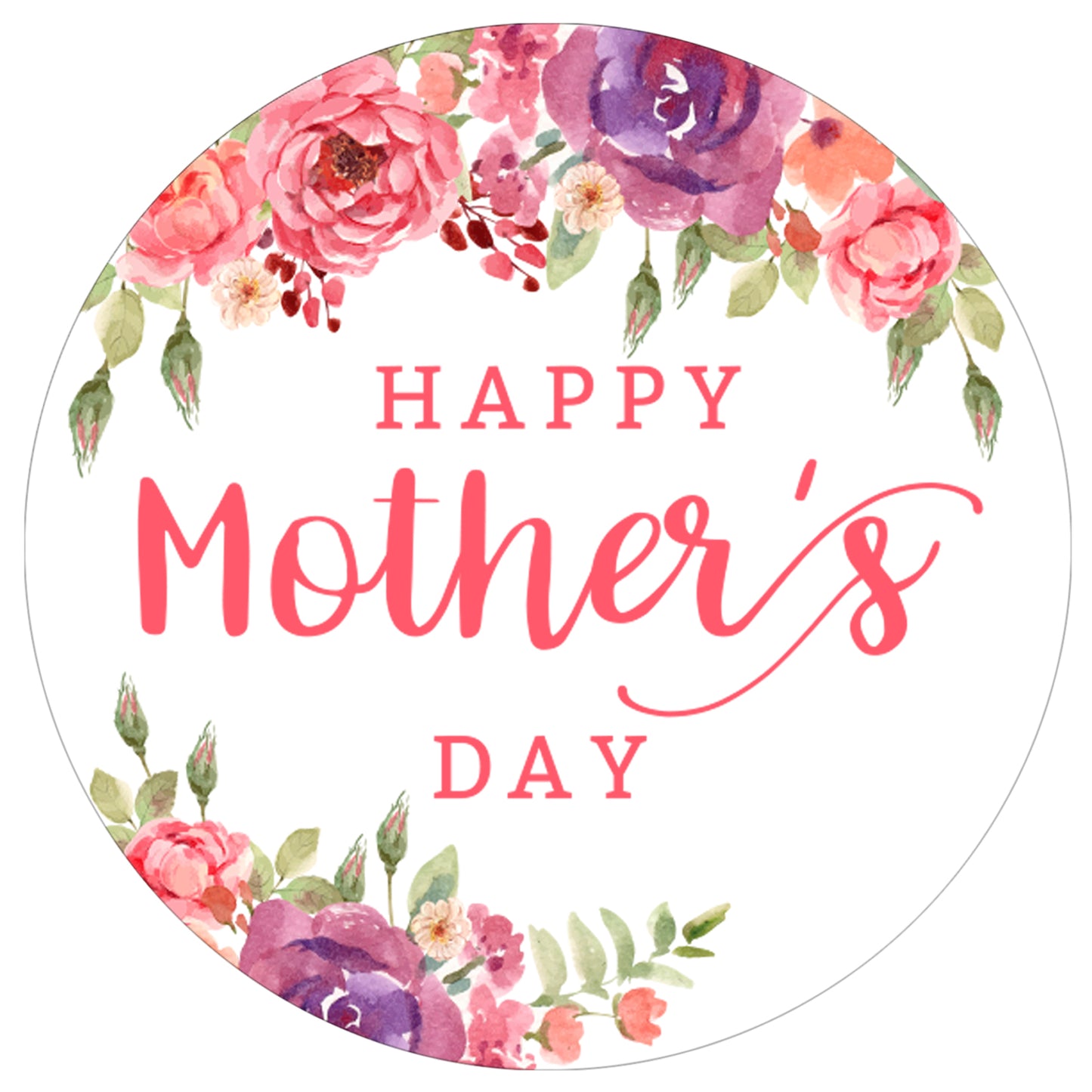 Anwyll Mothers Day Gift Stickers,Happy Mother's Day Stickers,60Pcs 2Inch Round Mothers Day Labels Stickers,Self-Adhesive Floral Mothers Day Present Stickers for Gift Wrap Envelope Seal Card Flower