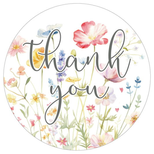 Anwyll Wildflower Thank You Gift Stickers,60Pcs 2Inch Thank You Birthday Party Favors Stickers,Self-Adhesive Wildflower Baby Shower Stickers for Birthday Wedding Bridal Shower Wildflower Party Decor