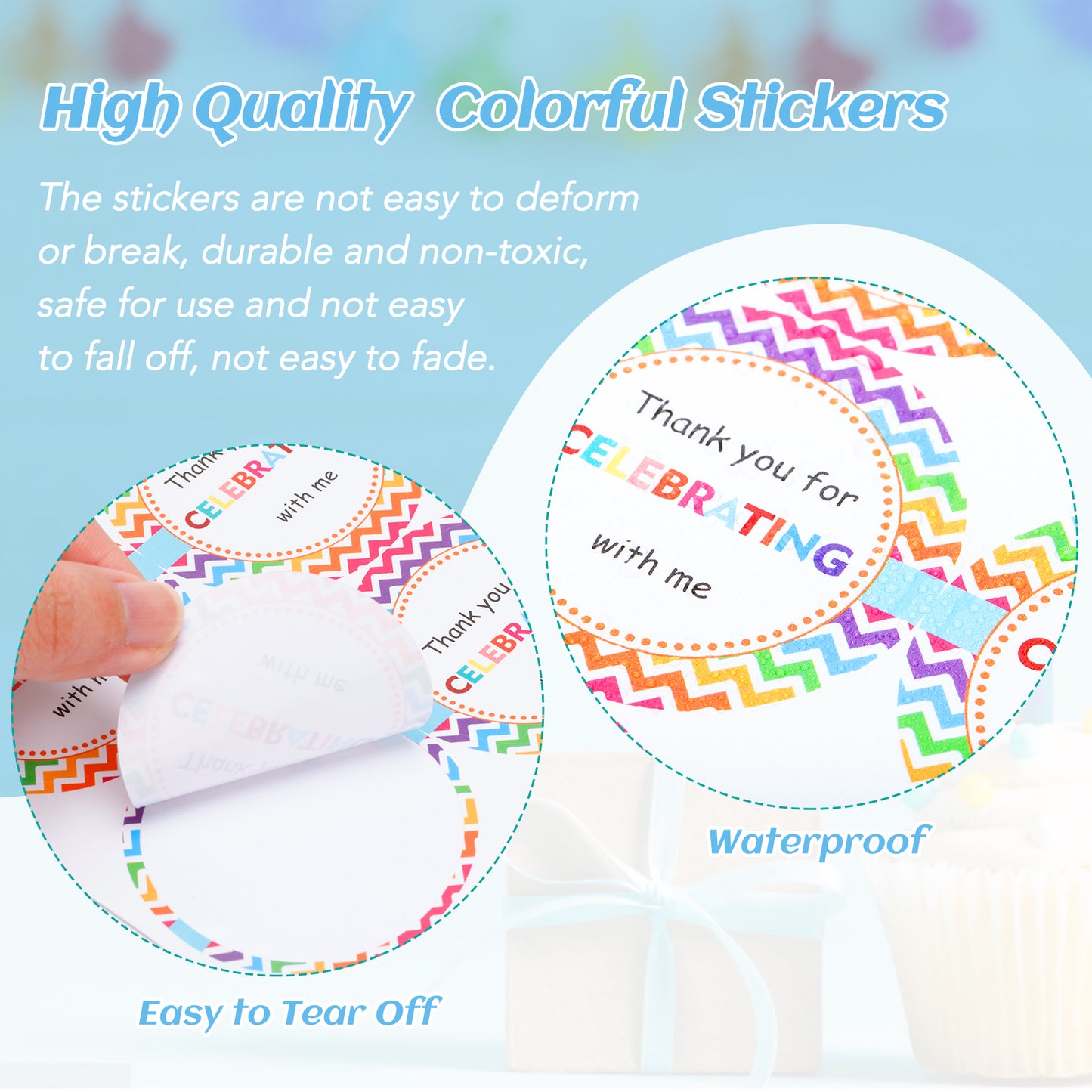 Anwyll Thank You Party Favors Stickers,2Inch Thank You for Celebrating with Me Stickers,120 Pcs Art Circle Stickers,Adhesive Thank You Labels for Envelope Seals,Gift Packaging,Birthday,Wedding Favors