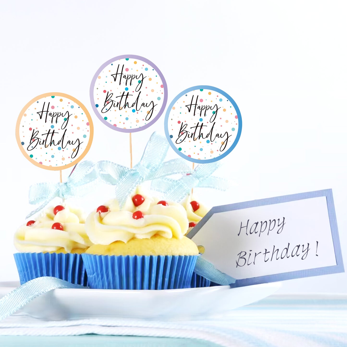 Anwyll Happy Birthday Stickers,120Pcs 2Inch Birthday Party Favors Present Stickers,Circle Gift Stickers,Self-Adhesive Birthday Seals Labels Stickers for Adult Kid,Gift Wrap,Envelope,Card,Party Supply