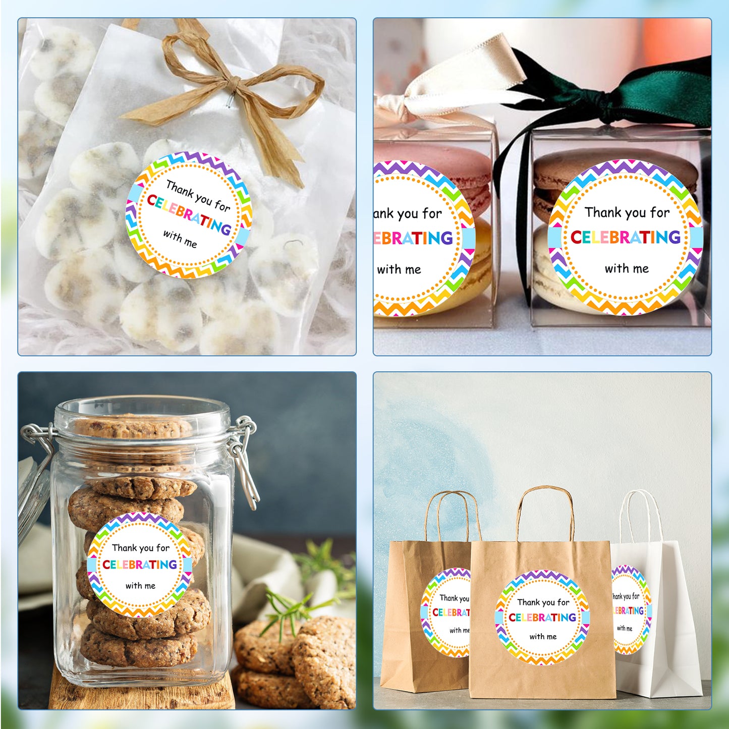 Anwyll Thank You Party Favors Stickers,2Inch Thank You for Celebrating with Me Stickers,120 Pcs Art Circle Stickers,Adhesive Thank You Labels for Envelope Seals,Gift Packaging,Birthday,Wedding Favors
