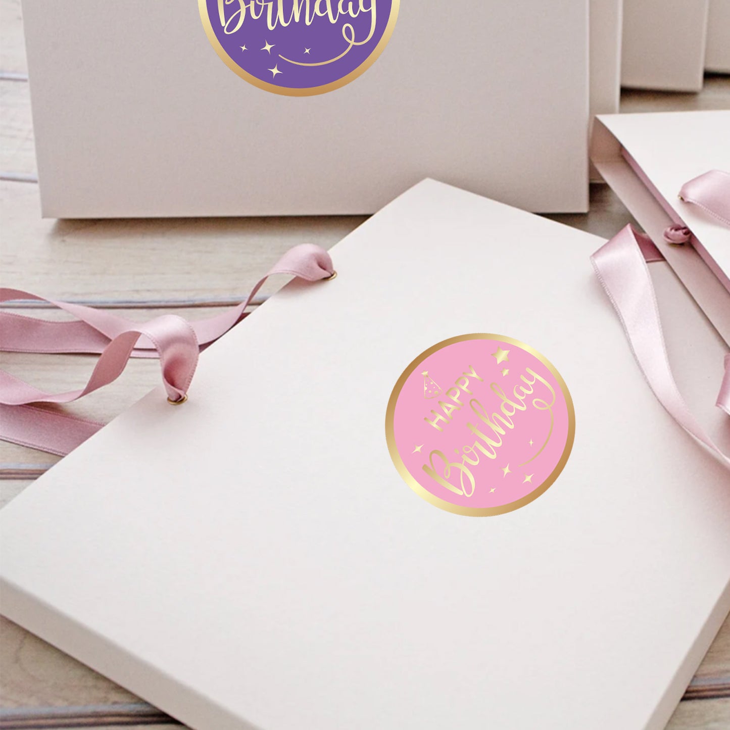 Anwyll Happy Birthday Stickers,2 Inch Gold Foil Stamping Birthday Stickers Seals Labels,Circle Gift Stickers,120 Pcs Birthday Party Favors Present Stickers for Birthday Party,Gift Bags,Gift Wrapping
