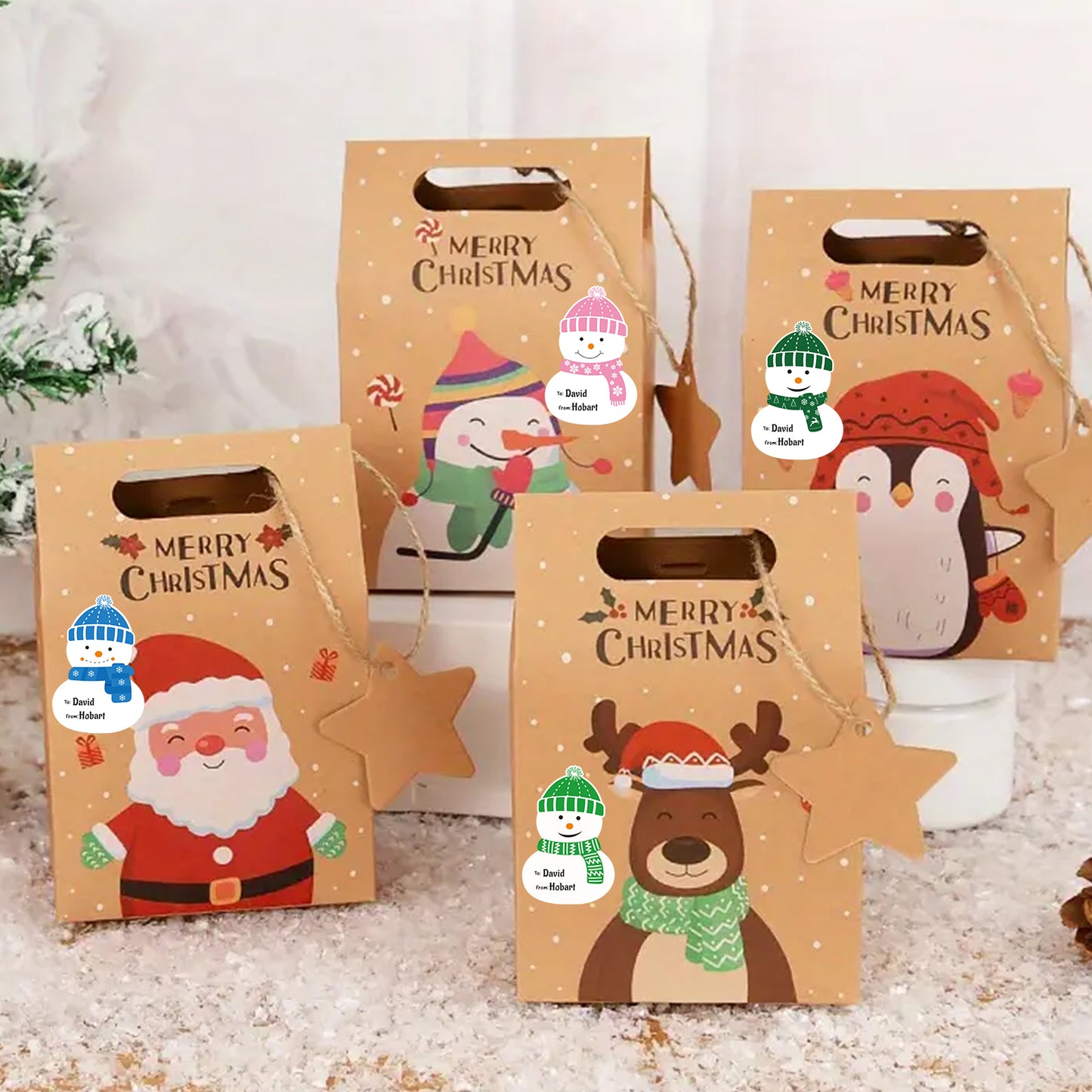 Anwyll Christmas Gift Name Tags Stickers,Self-Adhesive to from Christmas Snowman Labels Stickers,120Pcs 3×2Inch White Xmas Snowman Holiday Name Tags Labels Stickers for Envelope Gift Present Packaging