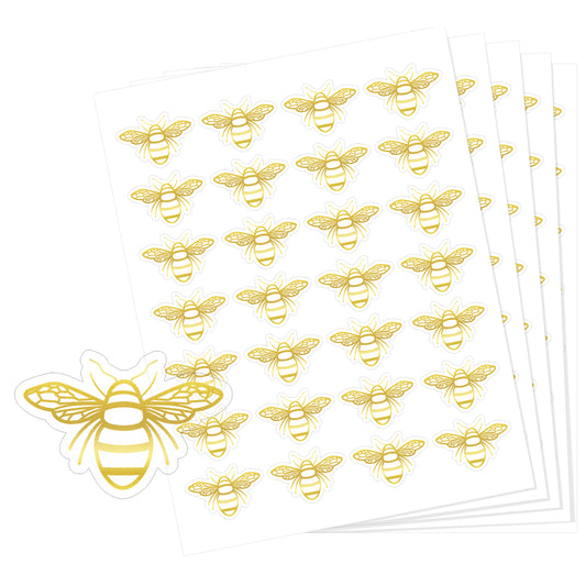 Anwyll Bee Stickers,Gold Foil Envelope Seals Stickers,420Pcs Queen Bee Labels Decals Stickers,Self-Adhesive Spring Gold Foil Bee Sticker for Invitation Card Gift Wrap Bee Day Wedding Party Baby Shower