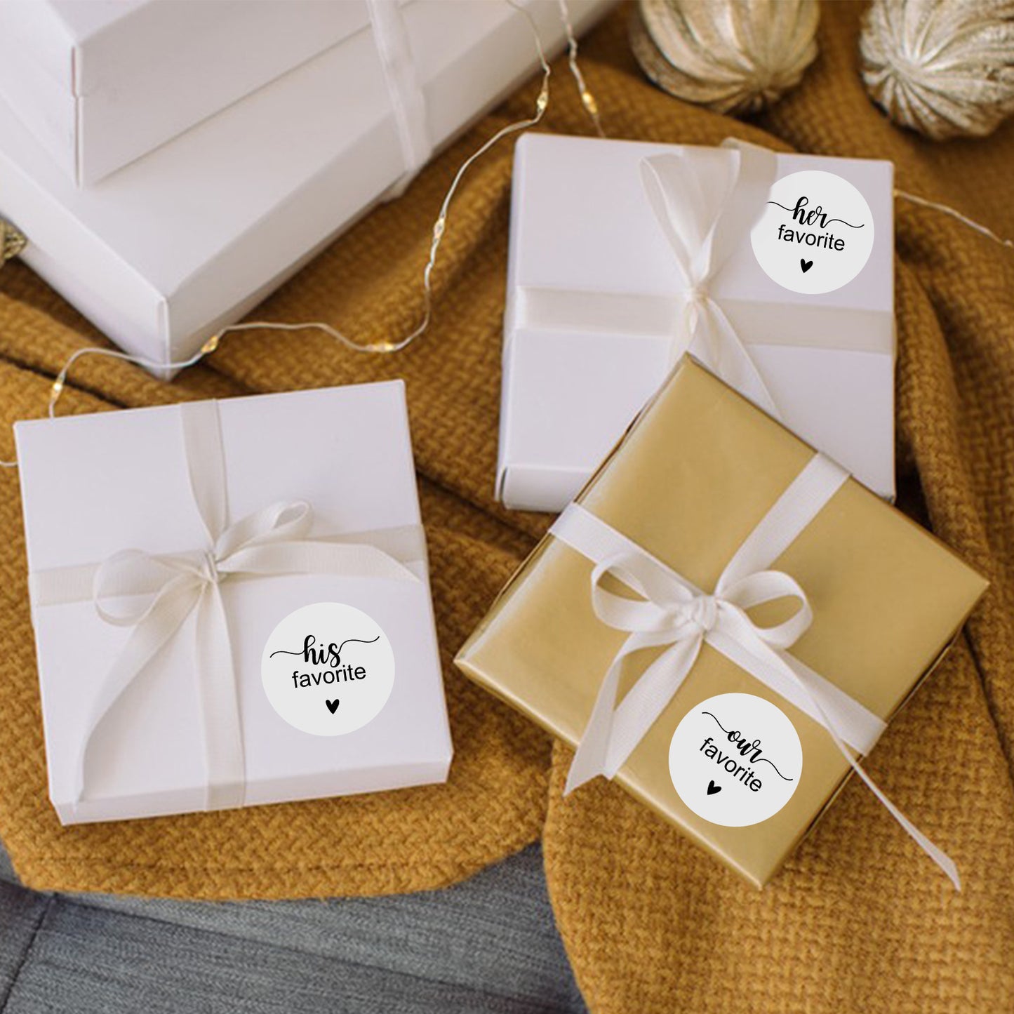 Anwyll Wedding Favors Stickers,His Her Favorite Stickers,120Pcs 2Inch Our Favorite Stickers,Self-Adhesive Black White Party Favors Sticker Label for Candy,Envelope,Gift Wrapping(40Pcs of Each Design)