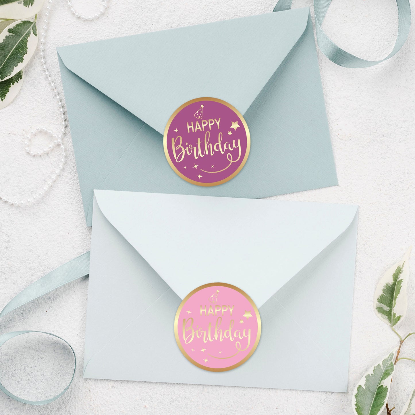 Anwyll Happy Birthday Stickers,2 Inch Gold Foil Stamping Birthday Stickers Seals Labels,Circle Gift Stickers,120 Pcs Birthday Party Favors Present Stickers for Birthday Party,Gift Bags,Gift Wrapping