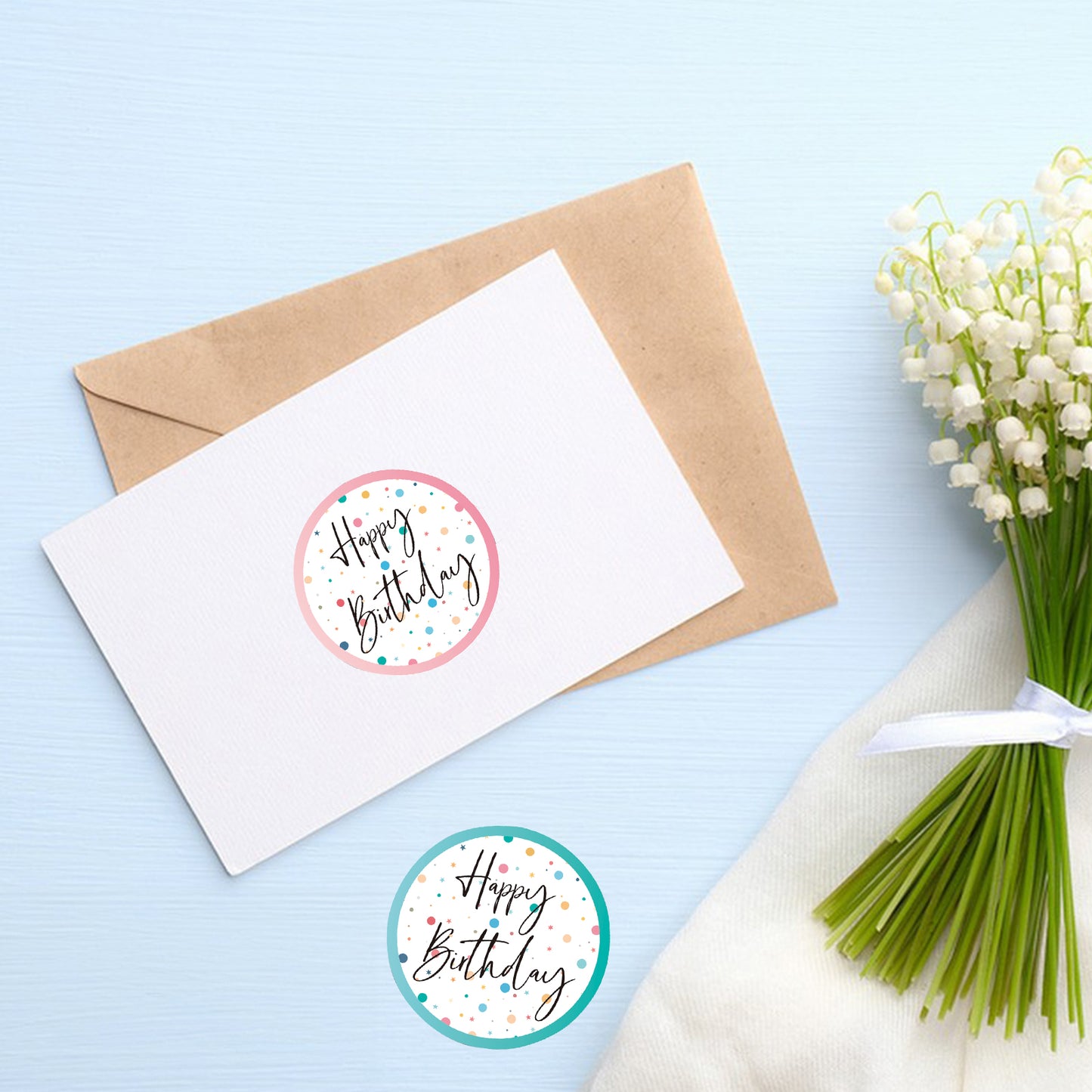 Anwyll Happy Birthday Stickers,120Pcs 2Inch Birthday Party Favors Present Stickers,Circle Gift Stickers,Self-Adhesive Birthday Seals Labels Stickers for Adult Kid,Gift Wrap,Envelope,Card,Party Supply