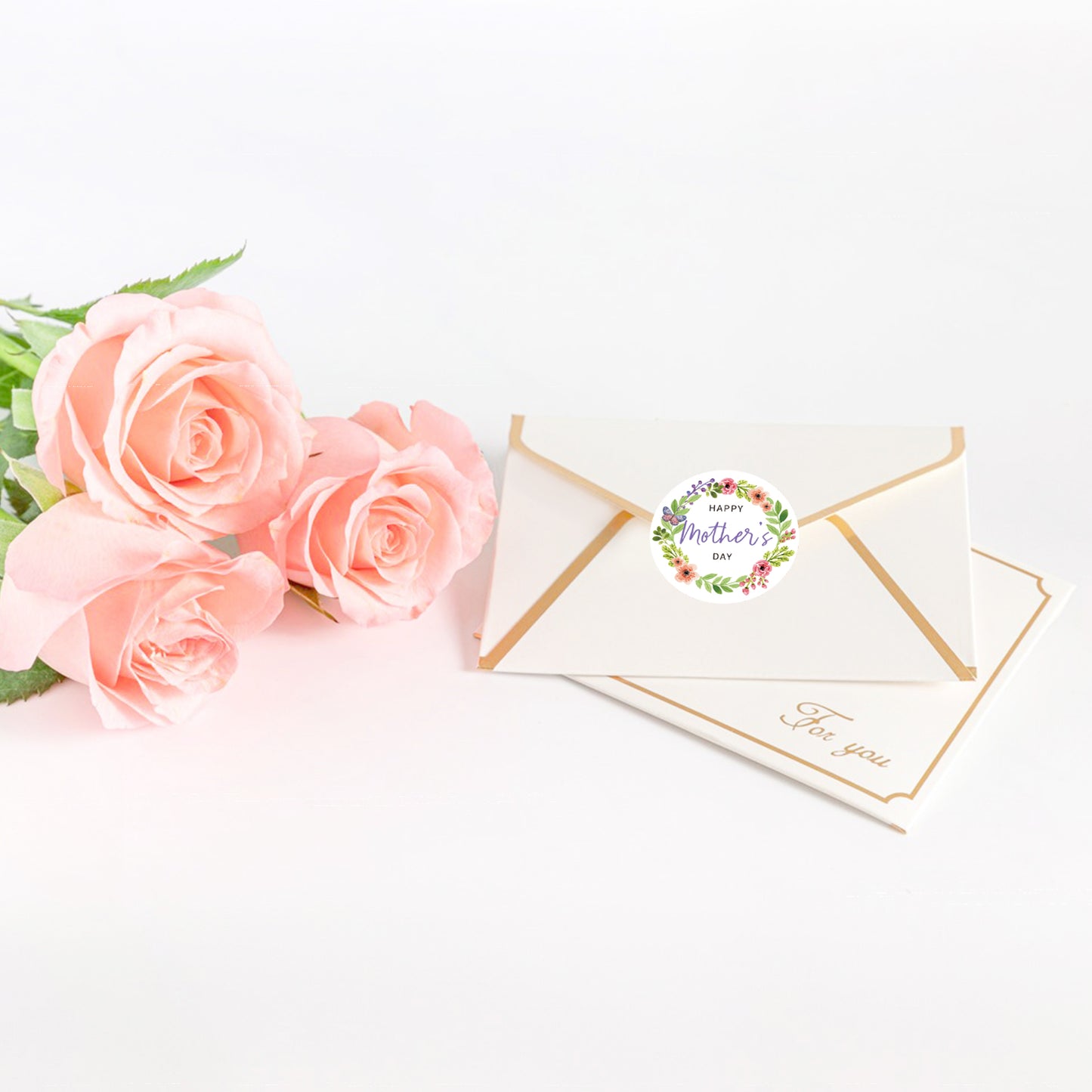 Anwyll Mothers Day Gift Stickers,Happy Mother's Day Stickers,60Pcs 2Inch Large Mothers Day Seal Label Sticker,Self-Adhesive Floral Mothers Day Present Stickers for Gift Wrapping Envelope Flower Card