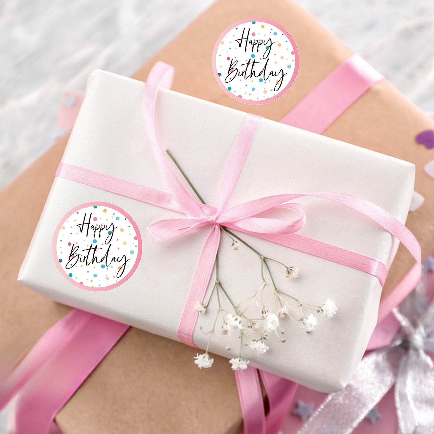 Anwyll Happy Birthday Stickers,120Pcs 2Inch Birthday Party Favors Present Stickers,Circle Gift Stickers,Self-Adhesive Birthday Seals Labels Stickers for Adult Kid,Gift Wrap,Envelope,Card,Party Supply