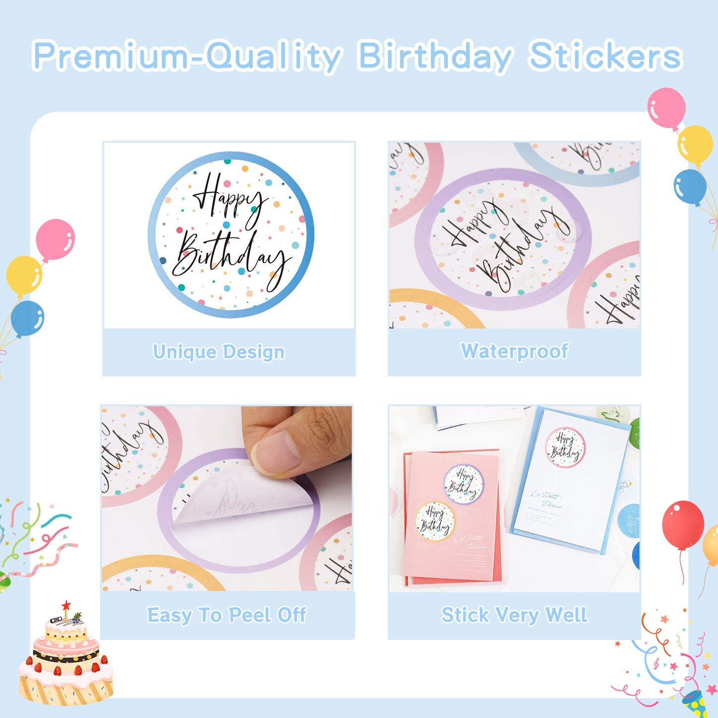 Anwyll Happy Birthday Stickers,120Pcs 2Inch Birthday Party Favors Present Stickers,Circle Gift Stickers,Self-Adhesive Birthday Seals Labels Stickers for Adult Kid,Gift Wrap,Envelope,Card,Party Supply