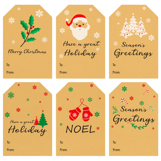 Anwyll Christmas Gift Tags Stickers,Christmas Name Tags Stickers,120Pcs 3x2'' Self-Adhesive Holiday Present Tags Labels Stickers,Kraft Xmas to from Gift Tags Stickers for Envelope Card Gift Packaging