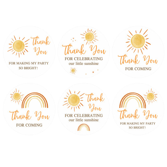 Anwyll Thank You Party Favors Stickers, Boho Sun Thank You Stickers, 120 Pcs 2 Inch First Trip Around The Sun Stickers, Sunshine Appreciation Stickers for Birthday Party, Baby Shower, Wedding Favors