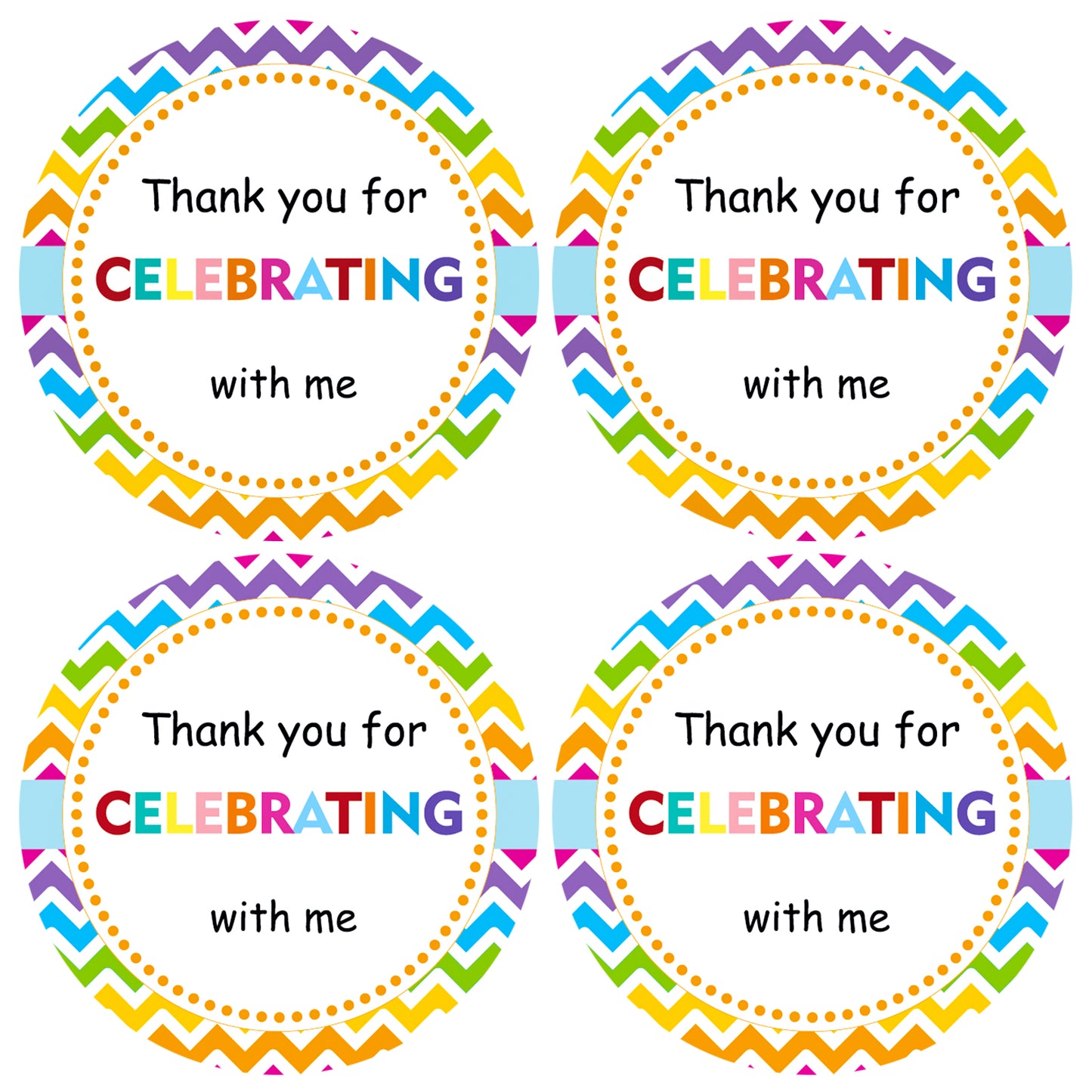 Anwyll Thank You Party Favors Stickers,2Inch Thank You for Celebrating with Me Stickers,120 Pcs Art Circle Stickers,Adhesive Thank You Labels for Envelope Seals,Gift Packaging,Birthday,Wedding Favors